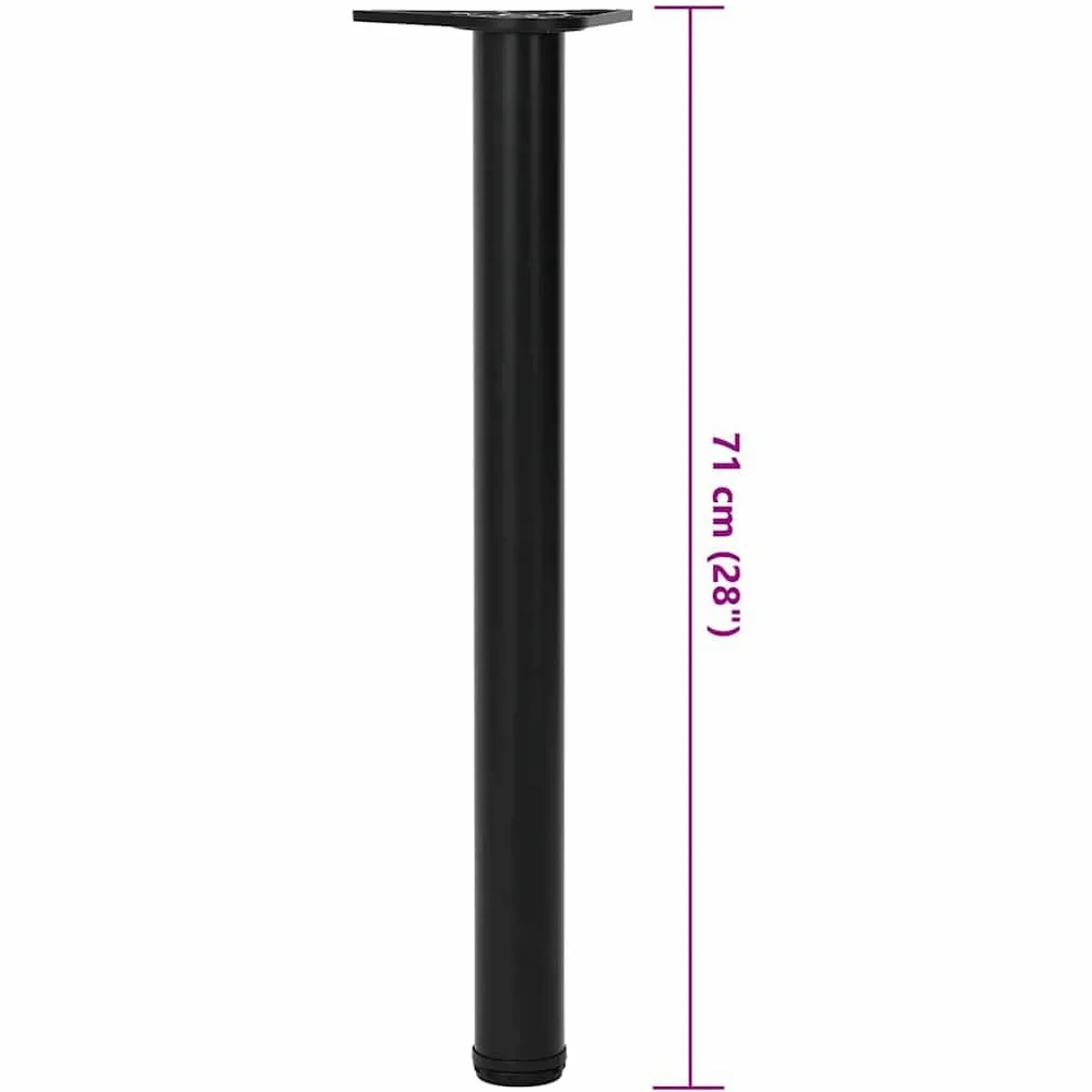 Zestaw 4 czarnych nóg stołowych o regulowanej wysokości 710 mm ze stabilnymi żelaznymi rurami, regulowanymi nóżkami śrubowymi do stołów, biur, powierzchni roboczych, trwałe akcesoria meblowe
