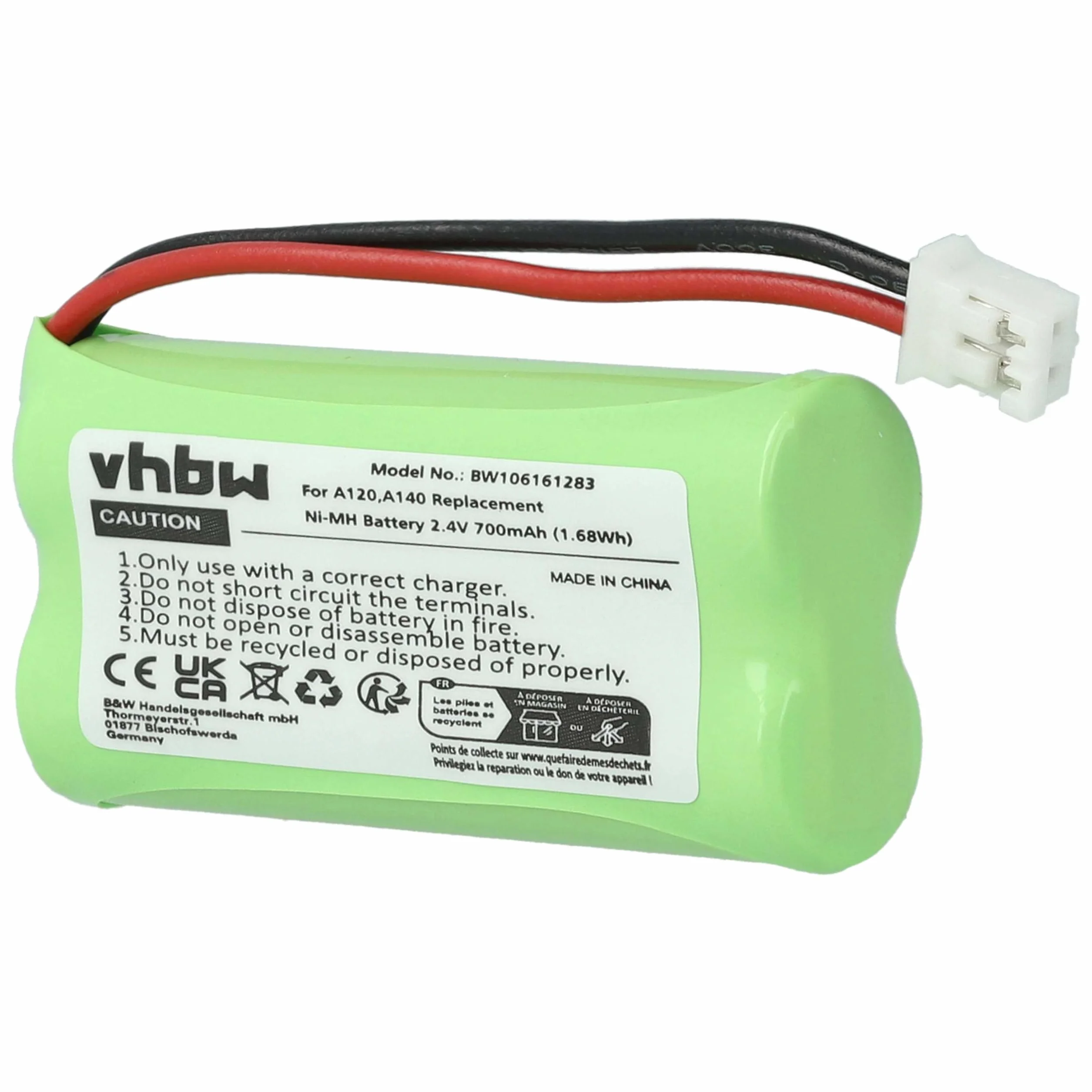 vhbw NiMH akumulator 700 mAh (2,4 V) kompatybilny z telefonem, stacjonarnym Siemens Gigaset AL110, AL110 Duo, AL110 Trio, AL110a, AL110a Duo, AL110a Trio zamiennik do C30852D1640X1.
