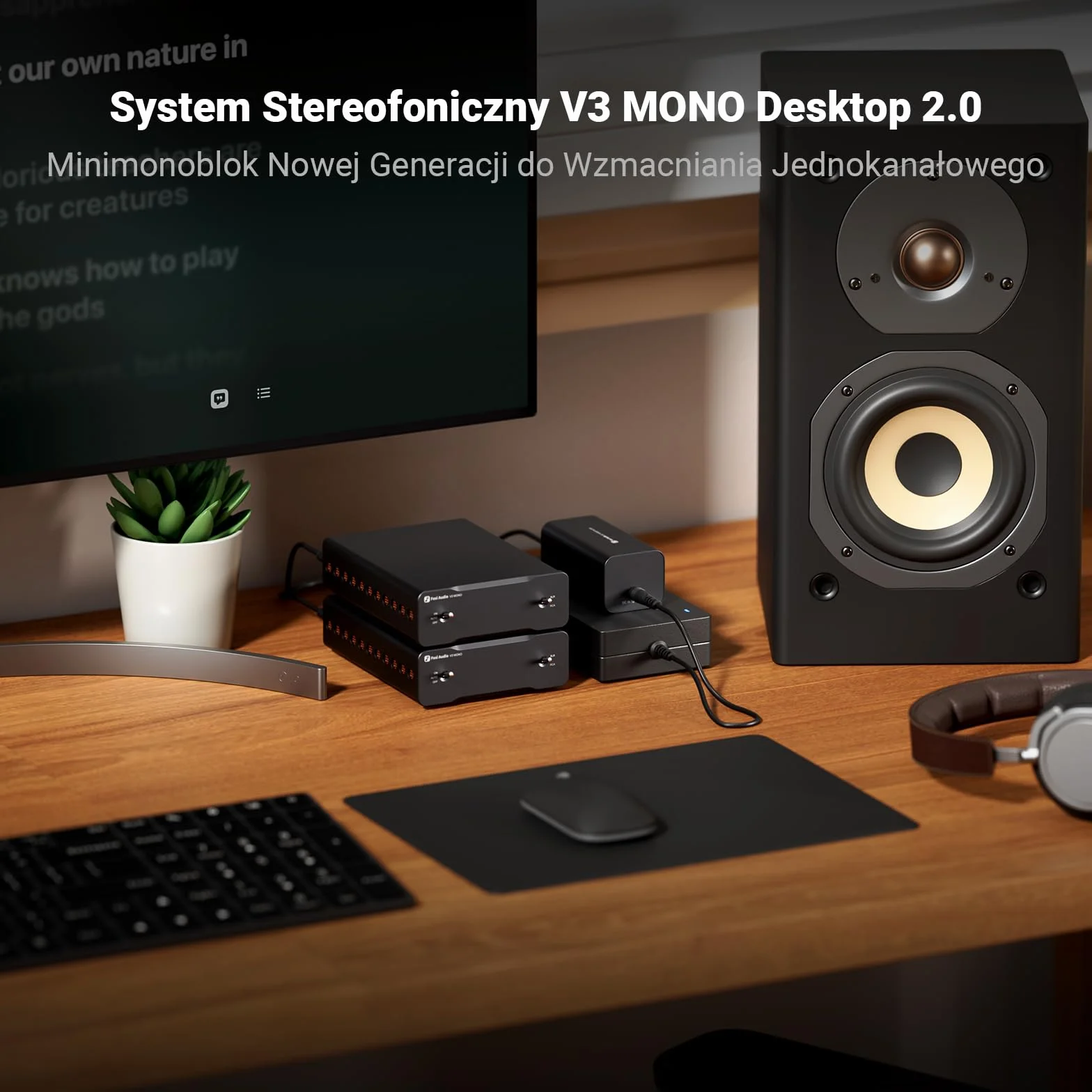 Fosi Audio Due V3 Mono HiFi Audio Amplifier 240W TPA3255 Wzmacniacz Monoblokowy Klasy D Zbalansowane Wejścia RCA/XLR 48V/10A