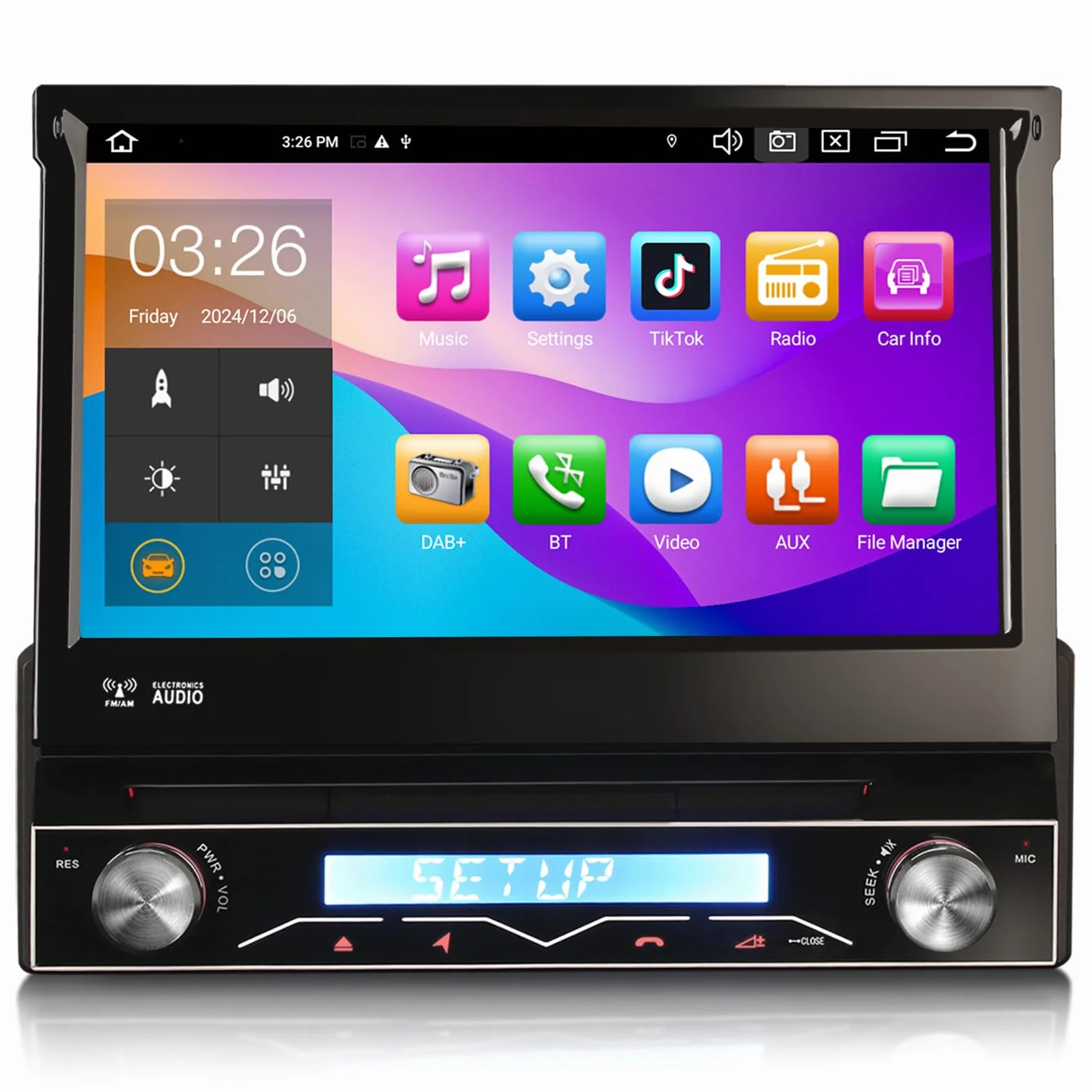 Android 14 Radio samochodowe GPS 1 Din DVR Bezprzewodowy CarPlay Android Auto WiFi DSP RDS 4G Bluetooth 5.0 ekran dotykowy 8 rdzeni 4GB+64GB