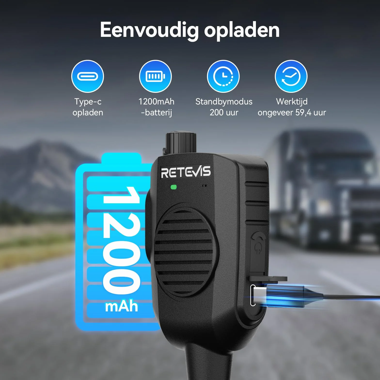 Retevis HM005 Dwukierunkowy Głośnik Radiowy Mic,Radiowy Mic z Redukcją Szumu AI,Dwukierunkowy Mikrofon Radiowy MIC Kompatybilny z Retevis HD1 RT29 NR630S RT648 NR30 RT87(1 Sztuki)