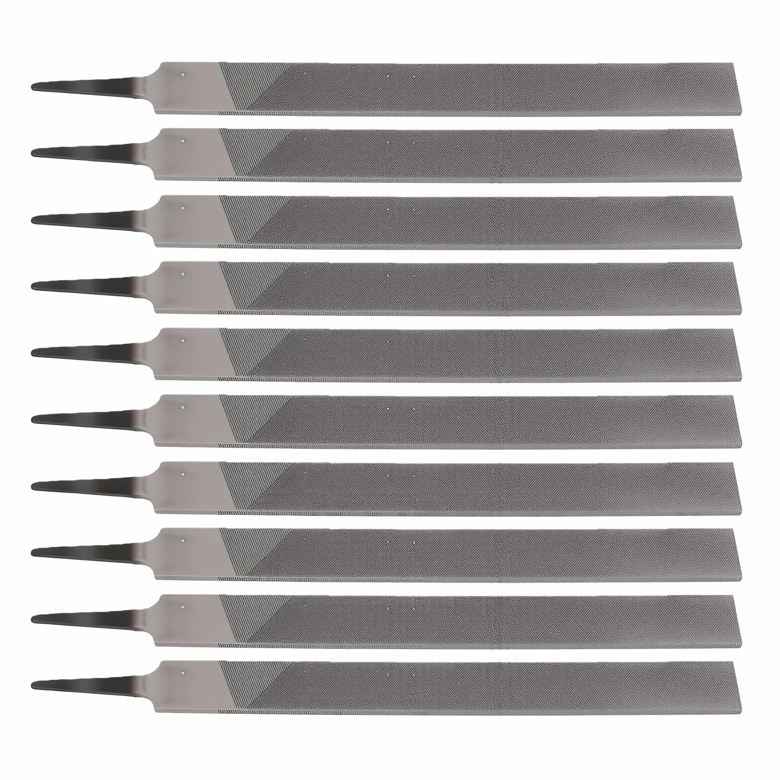 Fafeicy T12 Płaski Pilnik Ręczny ze Stali Wysokowęglowej 250 Mm, Trwałe Narzędzie z Podwójnym Nacięciem do Drewna, Metalu i Plastiku (Średni 10PCS)