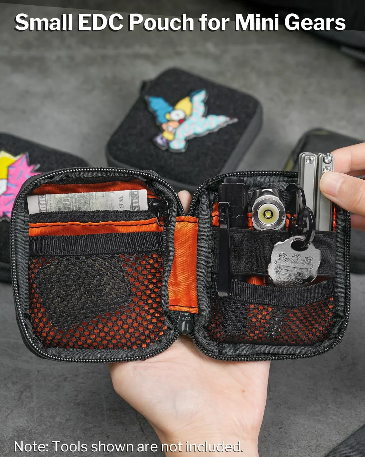 VIPERADE VE34 mini Pouch EDC, mały organizer na narzędzia kieszonkowe i multitool, kompaktowy EDC – mini portfel dla mężczyzn (VE34-czarny kamuflaż)