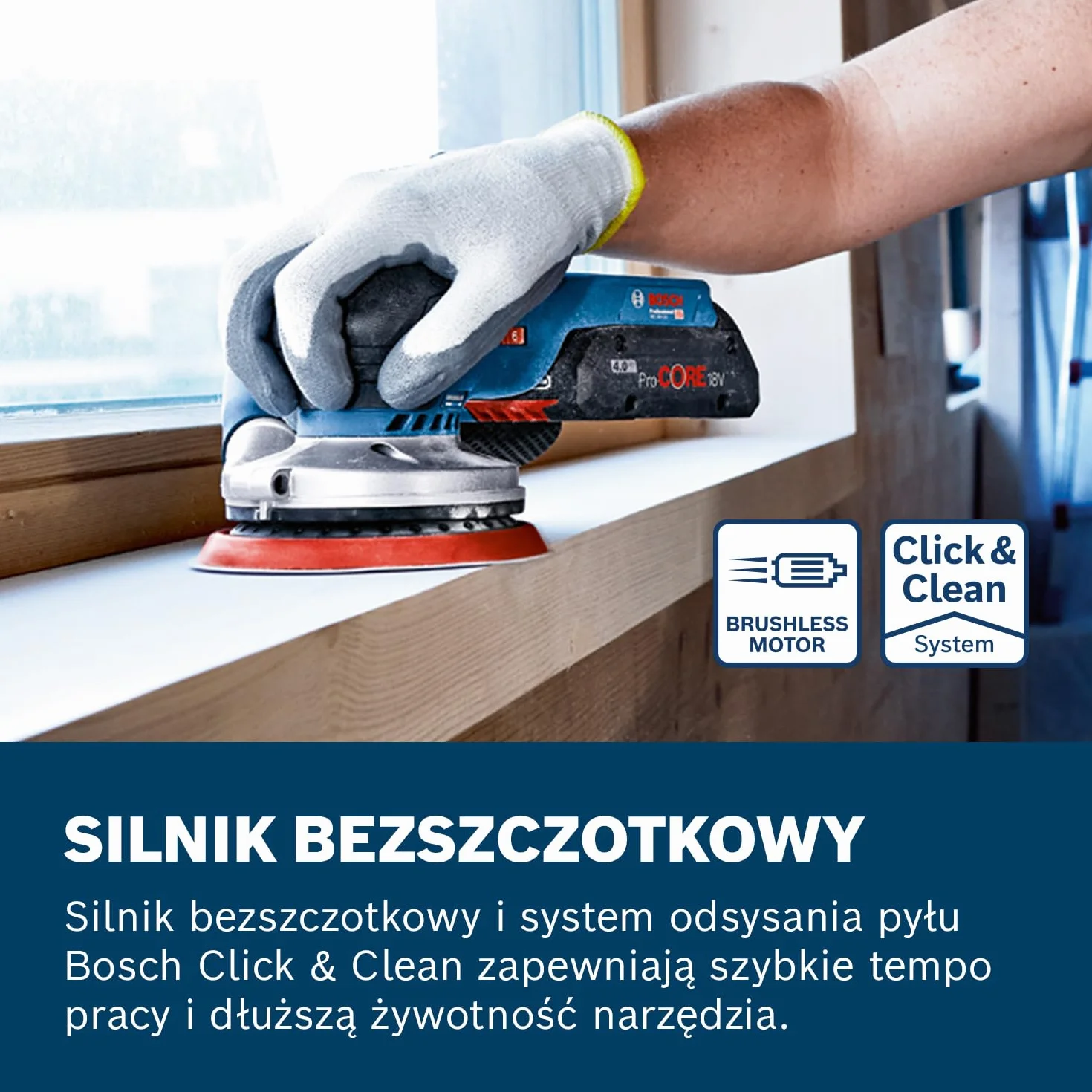 Bosch Professional system 18V: akumulatorowa szlifierka mimośrodowa GEX 18V-125 (talerz szlifierski 125 mm, 1 papier ścierny, worek na pył)