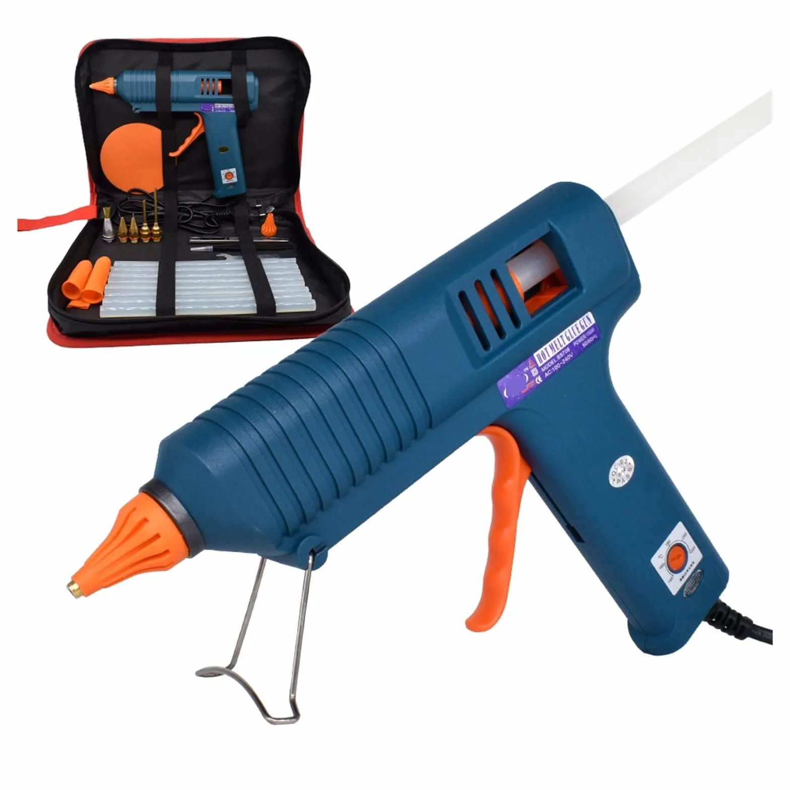 Narzędzia do klejenia na gorąco Pistolet do klejenia na gorąco 150 W, wymienna dysza, regulacja temperatury, użyj kleju w sztyfcie 11 mm, przemysłowy pistolet do klejenia do domu DIY, prezenty świątec