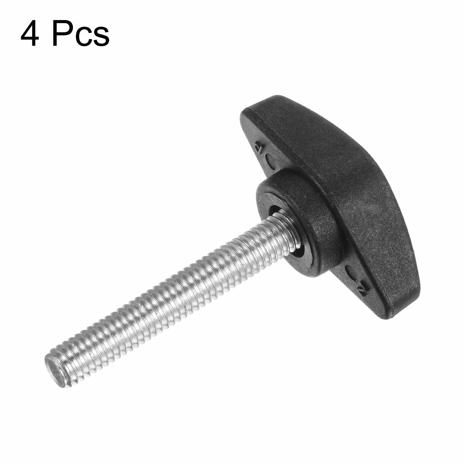 QUARKZMAN 4 sztuki gałek motylkowych T, śruby radełkowane, M6 x 40 mm, standardowy gwint zewnętrzny, guziki T z tworzywa sztucznego, uchwyty, gałki zaciskowe, uchwyt śruby radełkowane, czarne