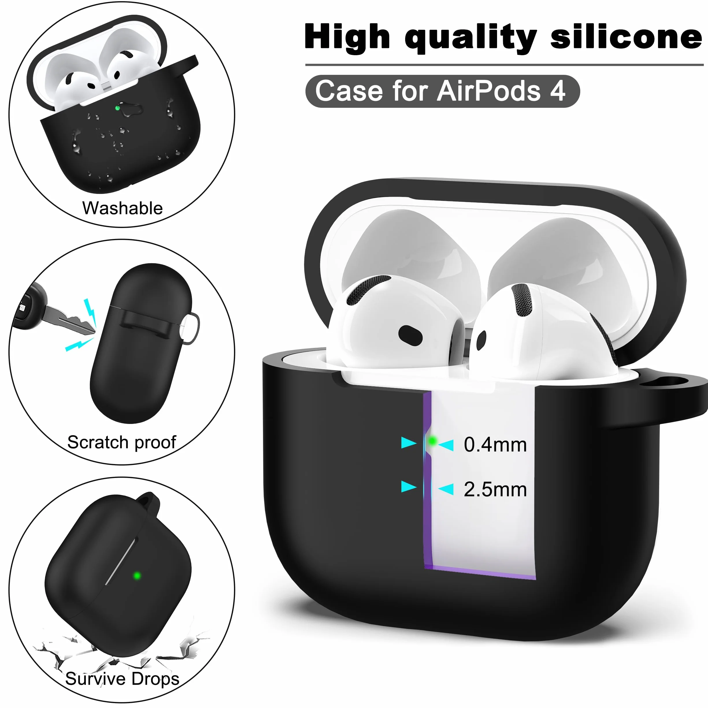 Etui do AirPods 4 R-fun silikonowa z breloczkiem zestaw do czyszczenia