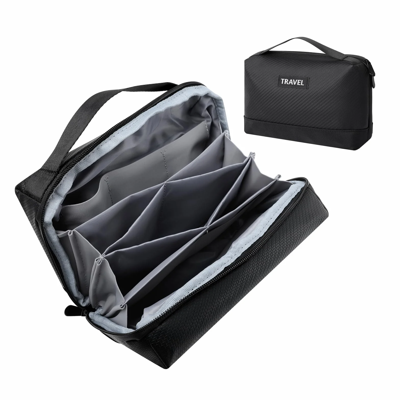 Romon Torba na kabel, organizer na kable, uniwersalny organizer podróżny, podwójna warstwa, akcesoria elektroniczne, torba do ładowania USB, powerbank, czarna,