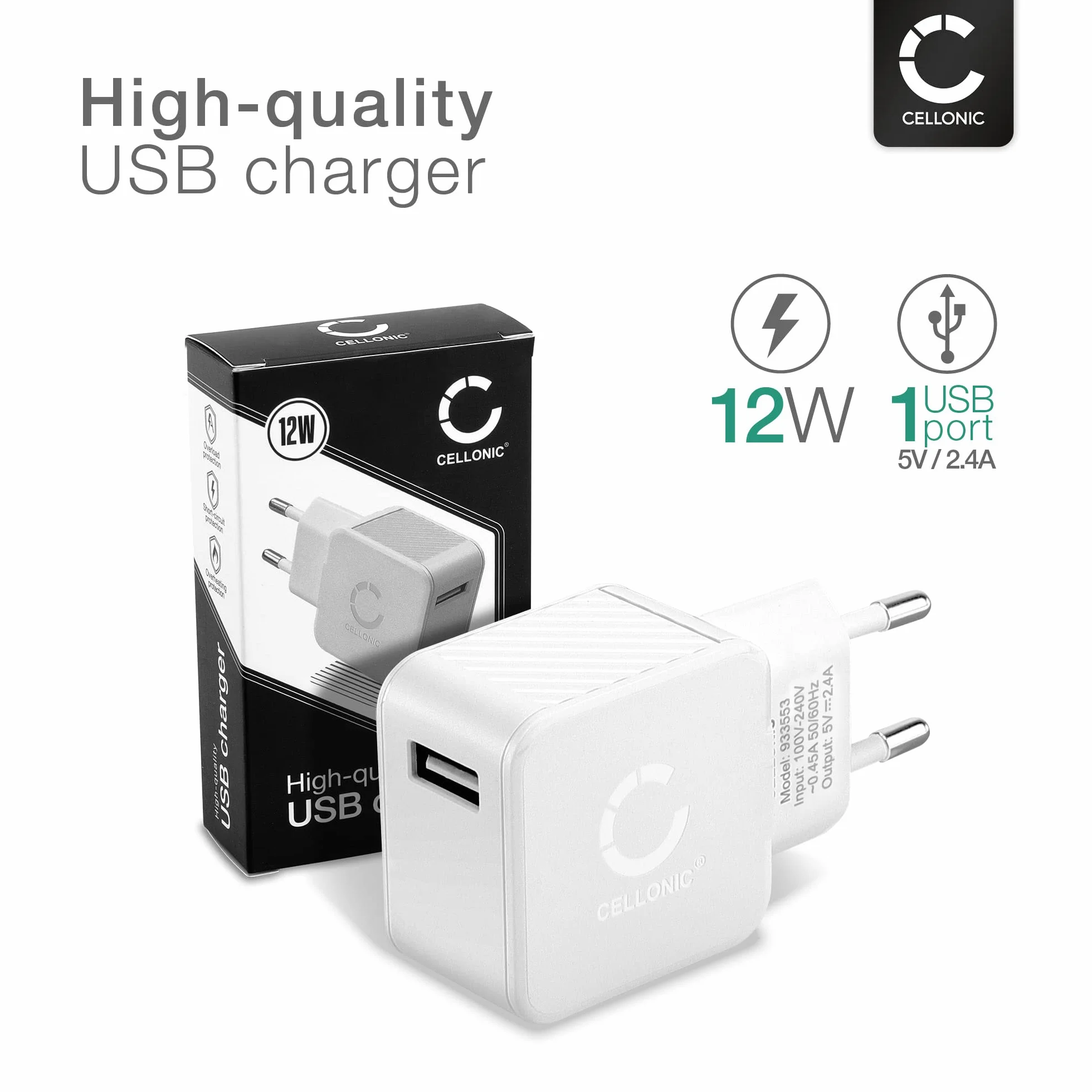 CELLONIC® Ładowarka USB szybka ładowarka do telefonu smartfona tabletu adapter zasilania wtyczka sieciowa