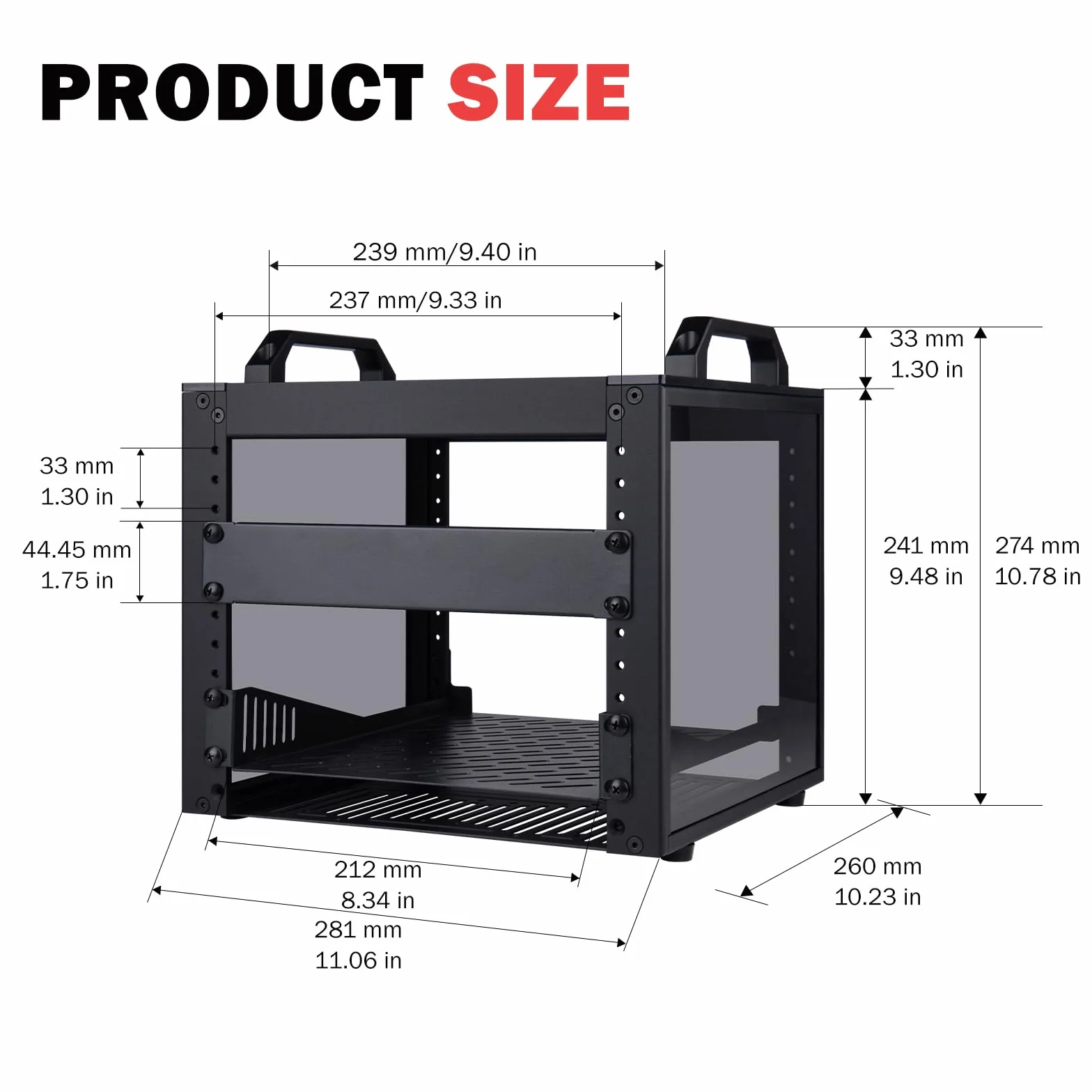 GeeekPi DeskPi RackMate T0 Plus, 25,4 cm (10 cali) 4U Mini Szafka Serwerowa dla Serwerów, Sieci, Urządzeń A/V, Głębokość 25,99 cm (10,23 cala) (Czarny)