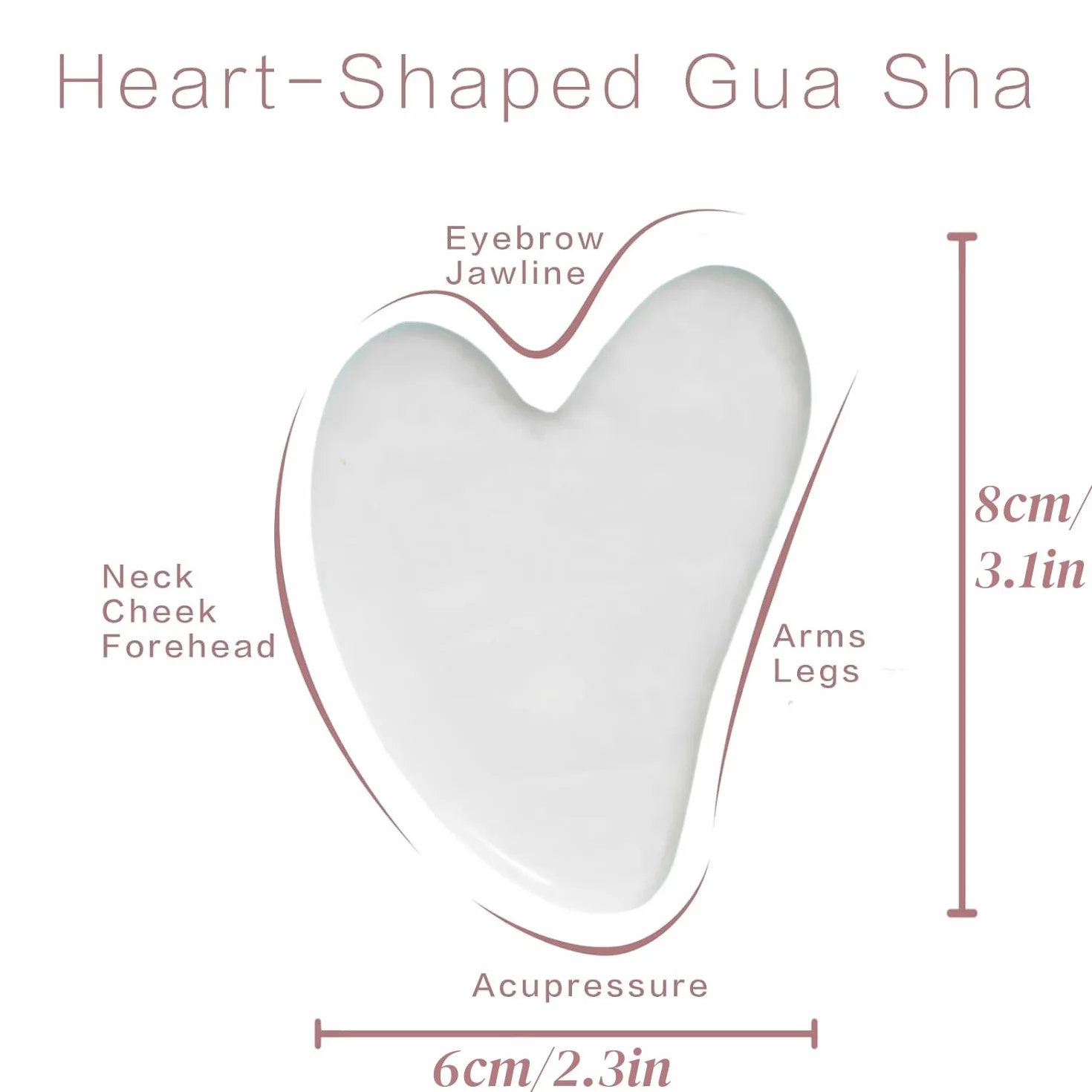 Gua Sha Narzędzie do masażu twarzy, Gua Sha, kamień jadeitowy do twarzy, szyi, pleców, ramion, nóg, oczu, prezenty SPA dla kobiet, zmniejszają obrzęki i poprawiają zmarszczki (biały)
