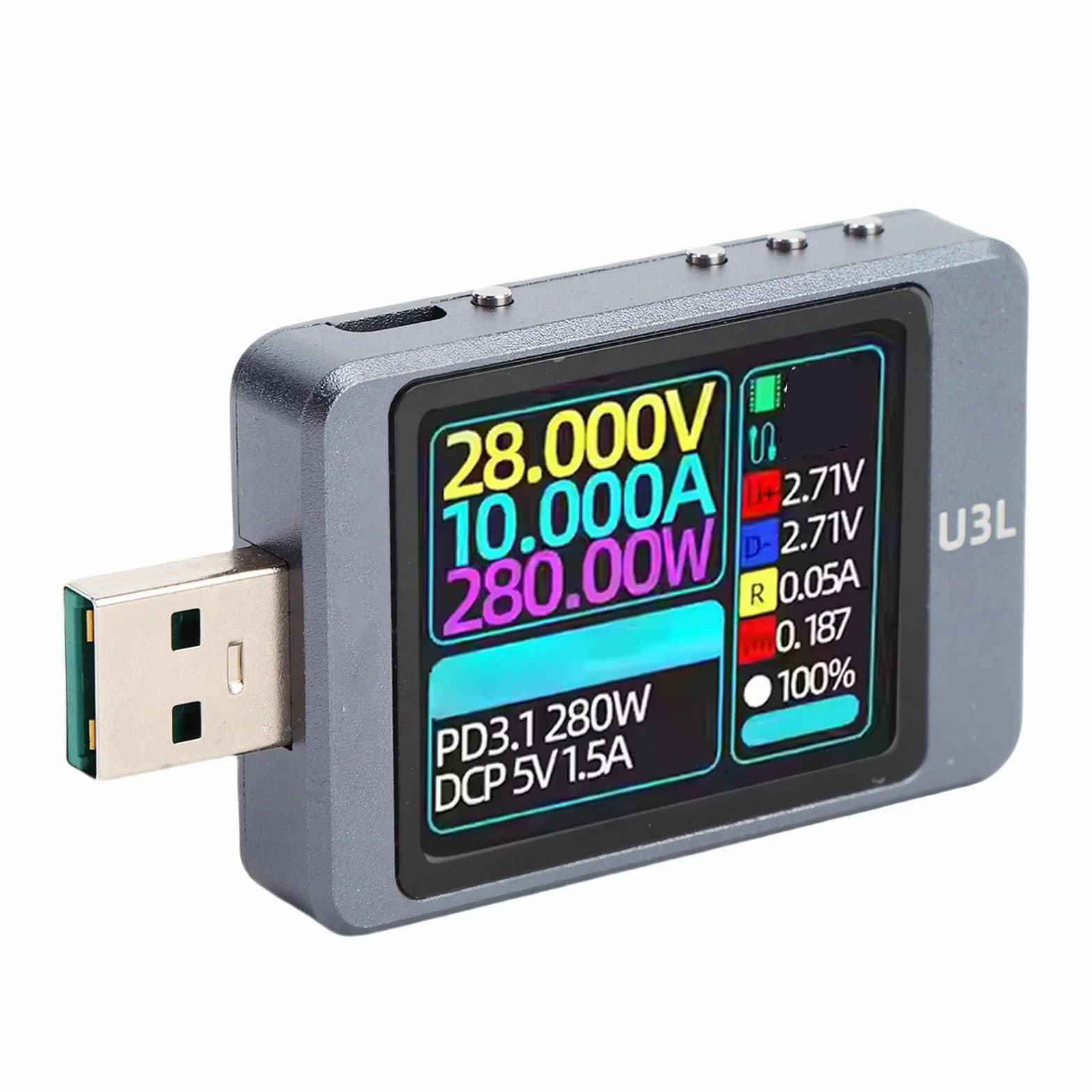 Tester napięcia i prądu USB Przenośny ekran o przekątnej 1,77 cala dla entuzjastów elektroniki
