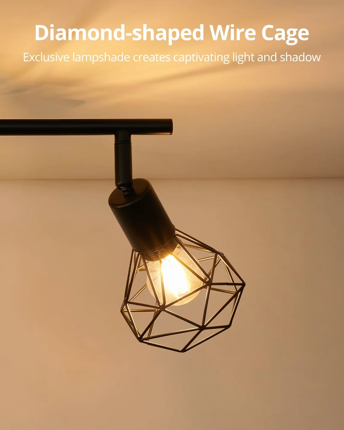 Gr4tec Lampa sufitowa z 6 obrotowymi reflektorami, czarna przemysłowa oprawa sufitowa E14, rampa punktowa i szyny sufitowe do kuchni, salonu, sypialni, korytarza, bez żarówek