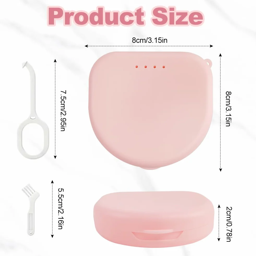 Retainer Case, przenośna wielofunkcyjna podróżna, małe pudełko do produkcji zębów, pusta obudowa do ochrony jamy ustnej z narzędziem do usuwania zębów w kolorze różowym