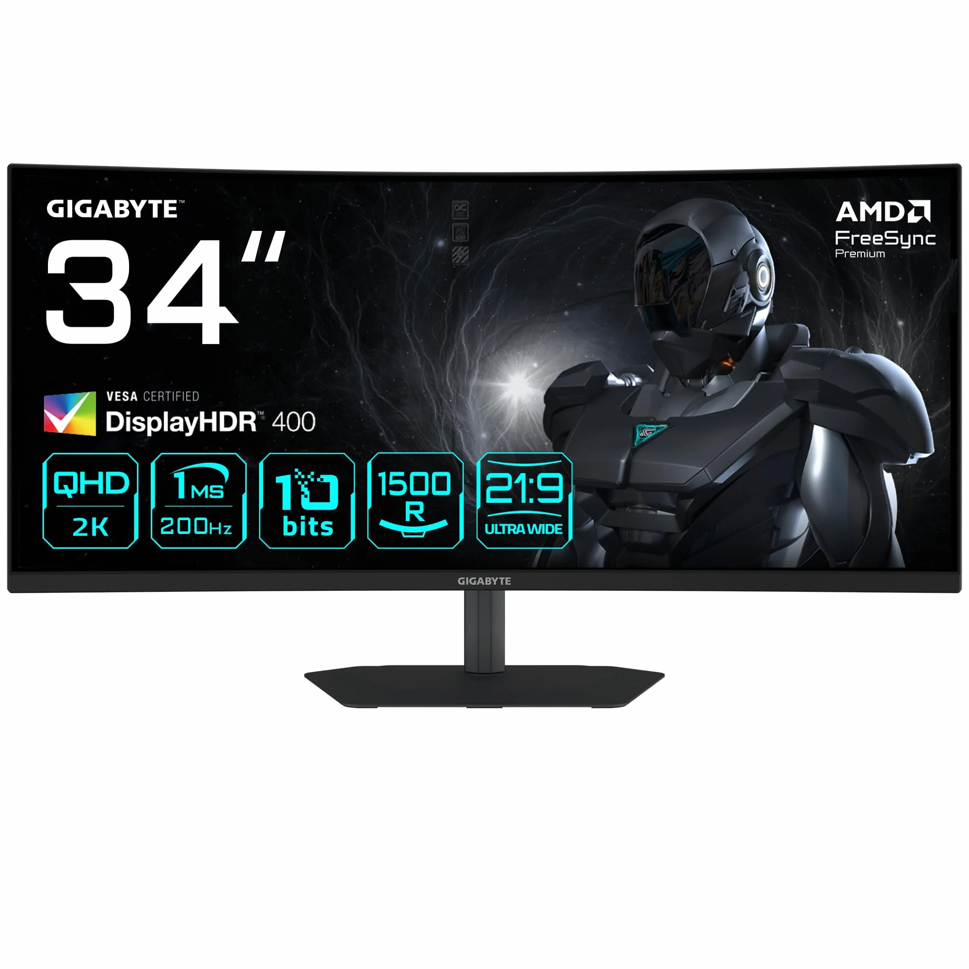 GIGABYTE G34WQC2 34" zakrzywiony monitor WQHD 3440x1440 200Hz 1ms AMD FreeSync Premium DisplayHDR 400