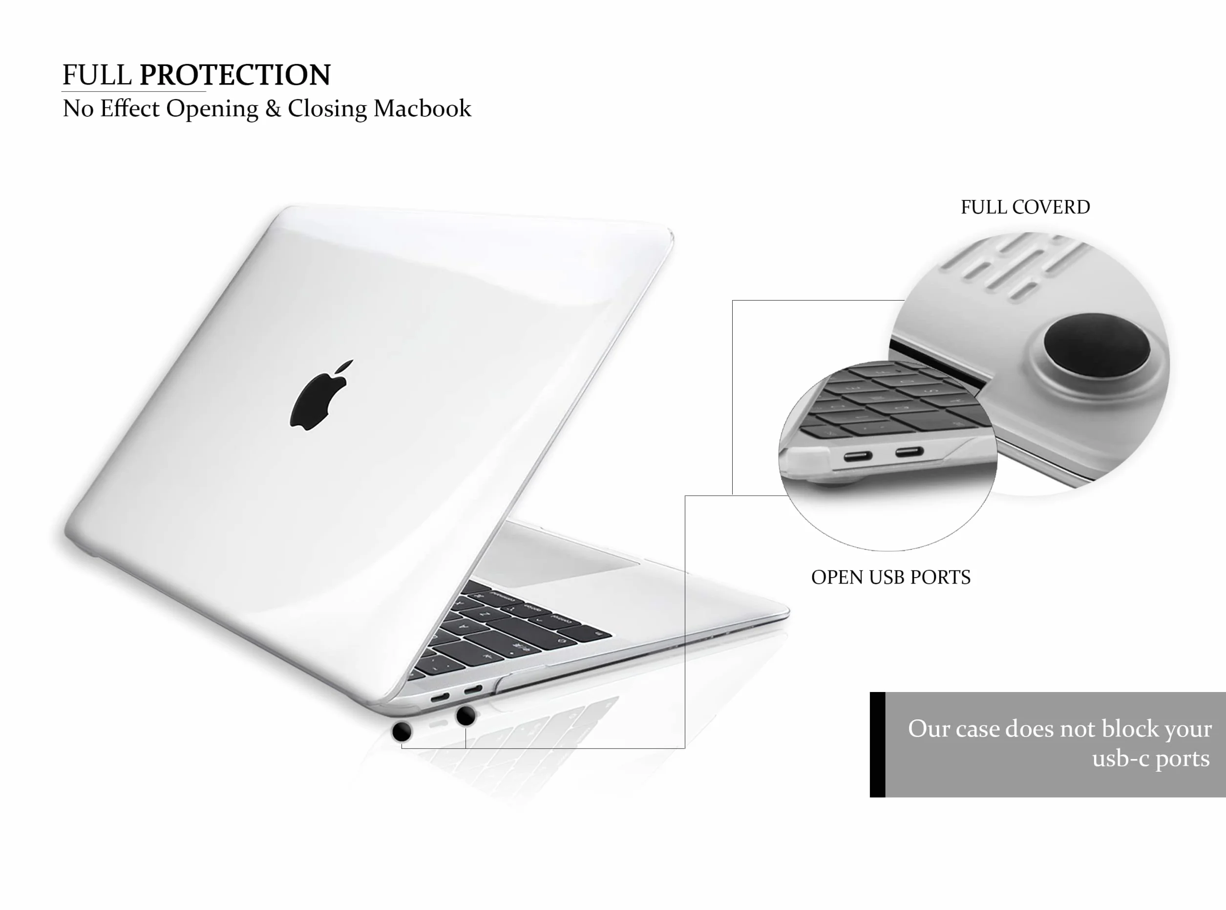RKINC Etui kompatybilne z Macbook Air 13 cali M1 A2337 A2179 A1932 (2018-2020), twardy plastikowy pokrowiec ochronny do Air 13 (przezroczysty)