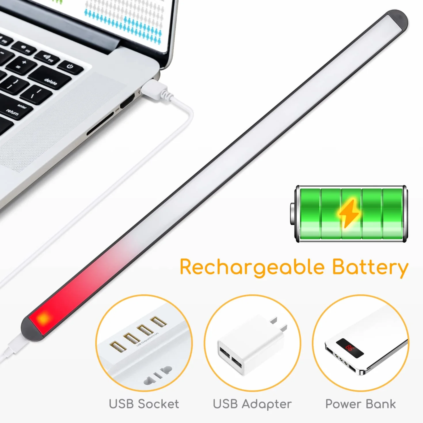 Aigostar Bezprzewodowa Lampa nad Lustro LED - Magnetyczny Kinkiet do Makijażu, Ładowany USB, Regulacja Kąta i Jasności, 4000K Neutralna Biel, do Szafy i Łazienki, Czarna