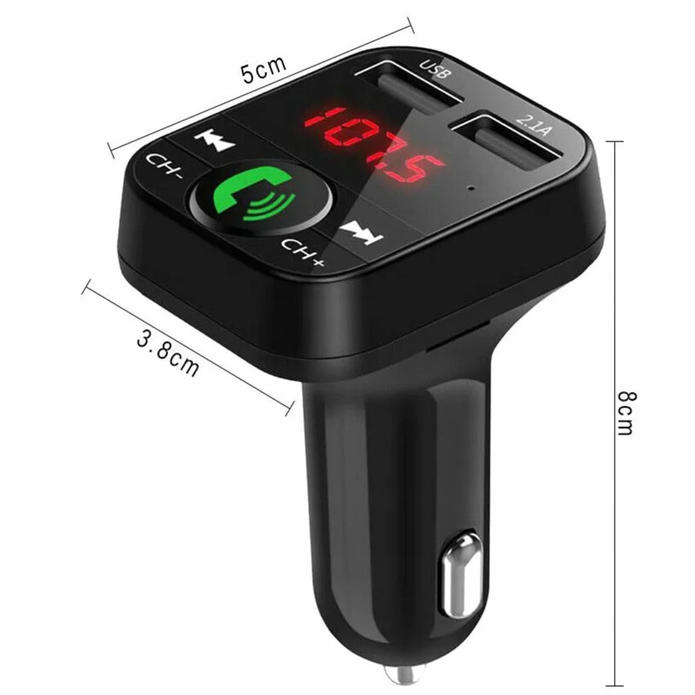 Retoo Bluetooth FM Transmiter z Dual USB, Czytnik SD TF, Wyświetlacz Cyfrowy, Zestaw Głośnomówiący, Samochodowy Adapter Audio