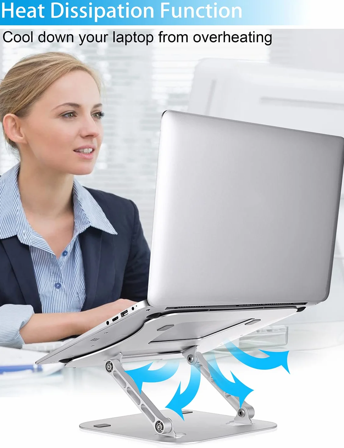 Przenośny regulowany stojak na laptopa z otworem grzewczym na biurko, kompatybilny z notebookami i MacBookiem