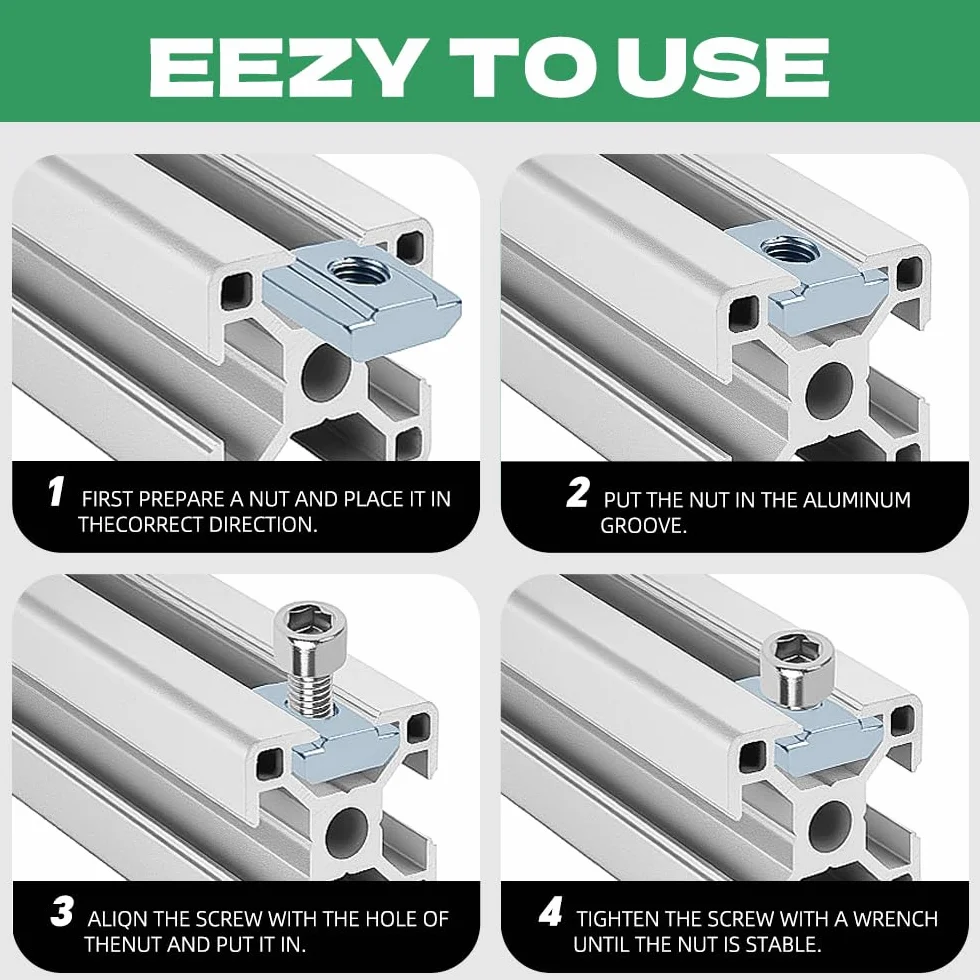60 sztuk kamieni do rowków M5 typ B, nakrętka przesuwna T do profilu aluminiowego serii 20, zestaw kamieni rowkowych T M5, stal węglowa, nakrętka przesuwna do szczeliny wytłaczanej z profilem