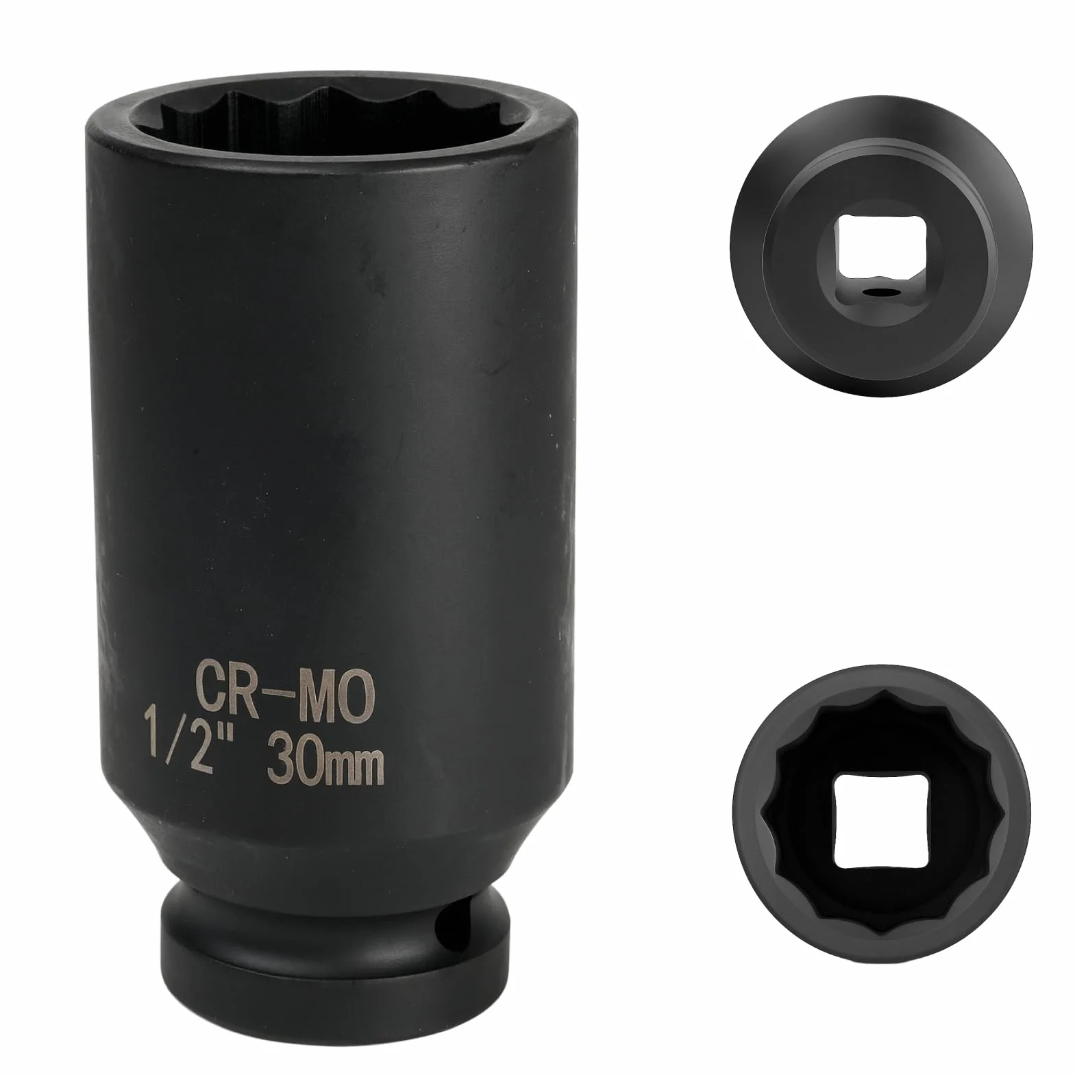 Gniazdo 30mm 1/2" 12-kątowe, nasadka udarowa 1/2 30 mm stal chromowo-molibdenowa CR-MO(czarna)