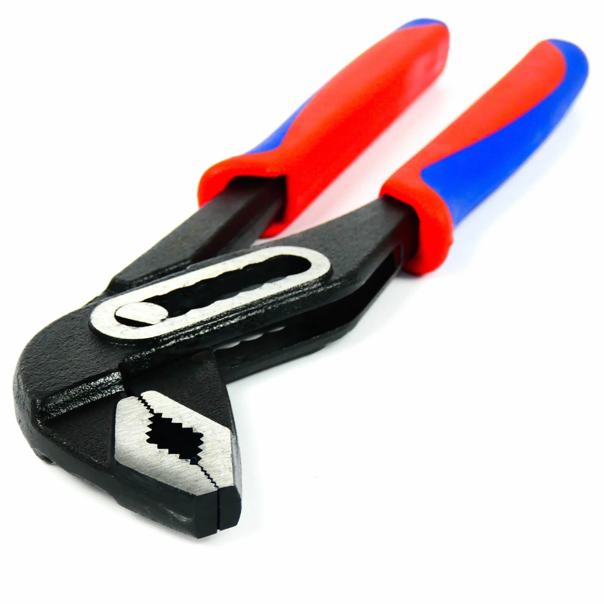szczypce do pomp wodnych, klucz do rur, Engländer, 250 mm / 10" z dwukomponentowymi uchwytami w kolorze czerwono-białym do napraw, montaży, śrub i gięcia