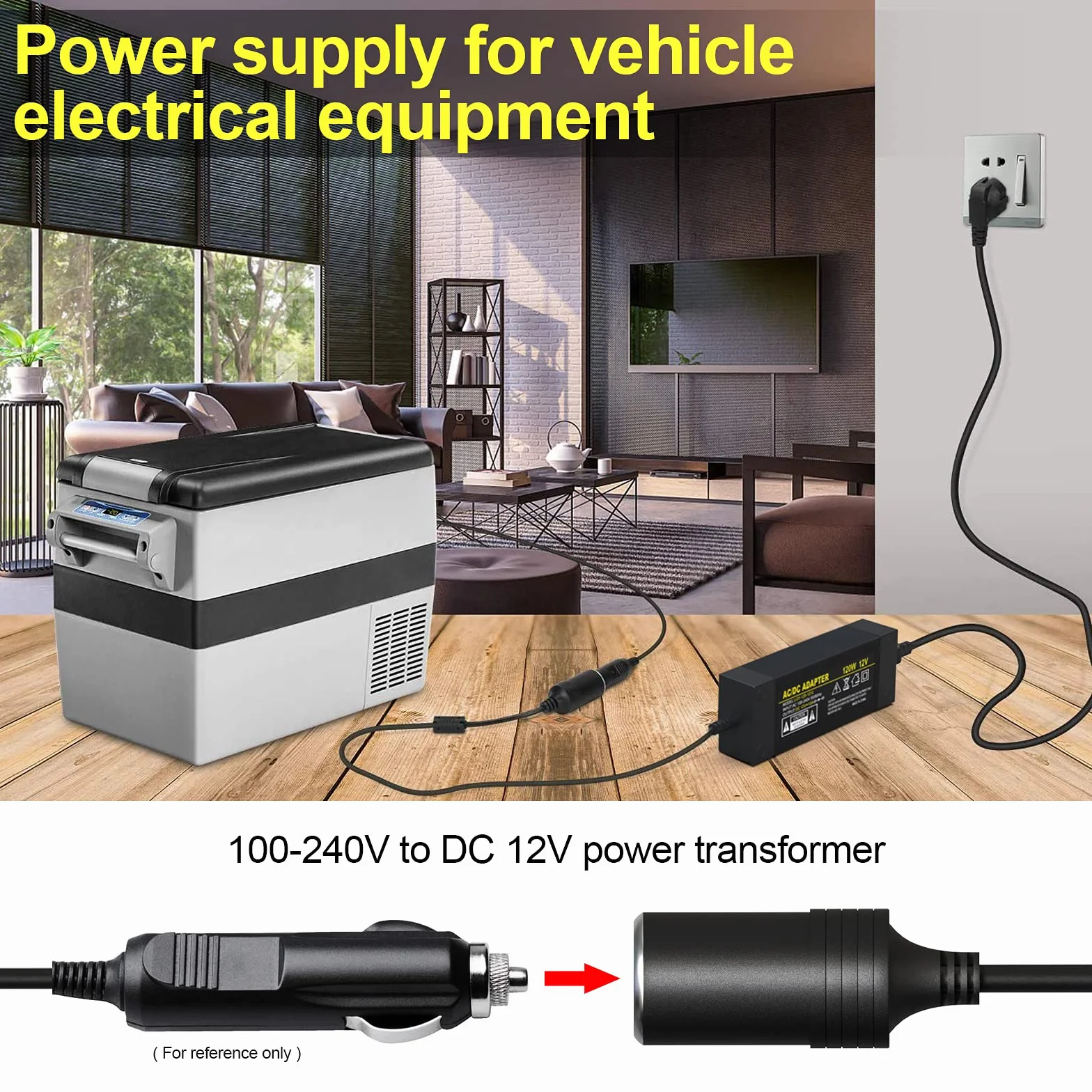 Fxlpower Przetwornica napięcia 230 V na 12 V 10 A zasilacz sieciowy z gniazdem zapalniczki samochodowej