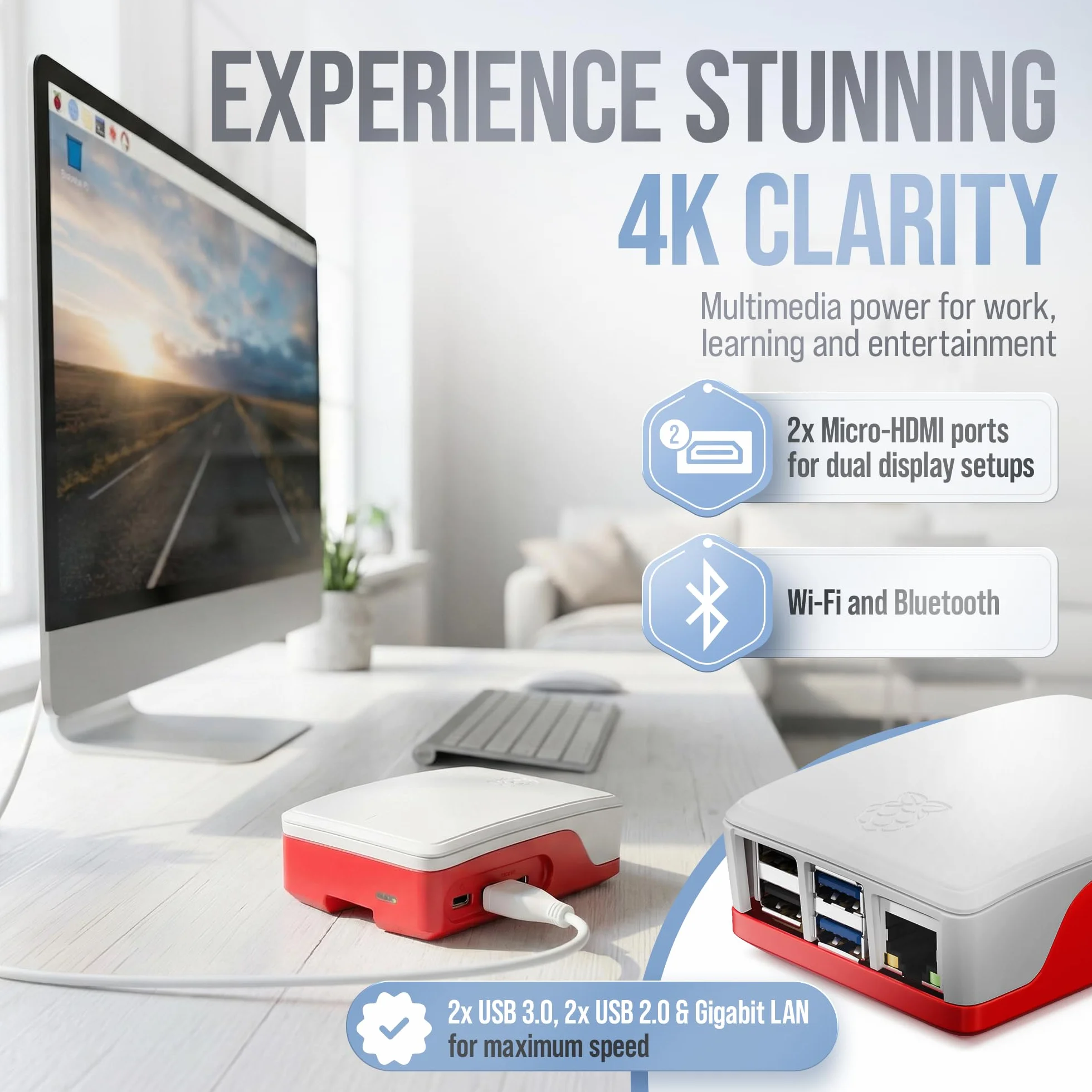 db-tronic Raspberry Pi 5 2 GB Starter Kit | Edycja 64 GB | Zasilacz 27 W | Obudowa z wentylatorem | Micro HDMI 4K | Aluminiowy radiator | idealny do Home Assistant i smart home