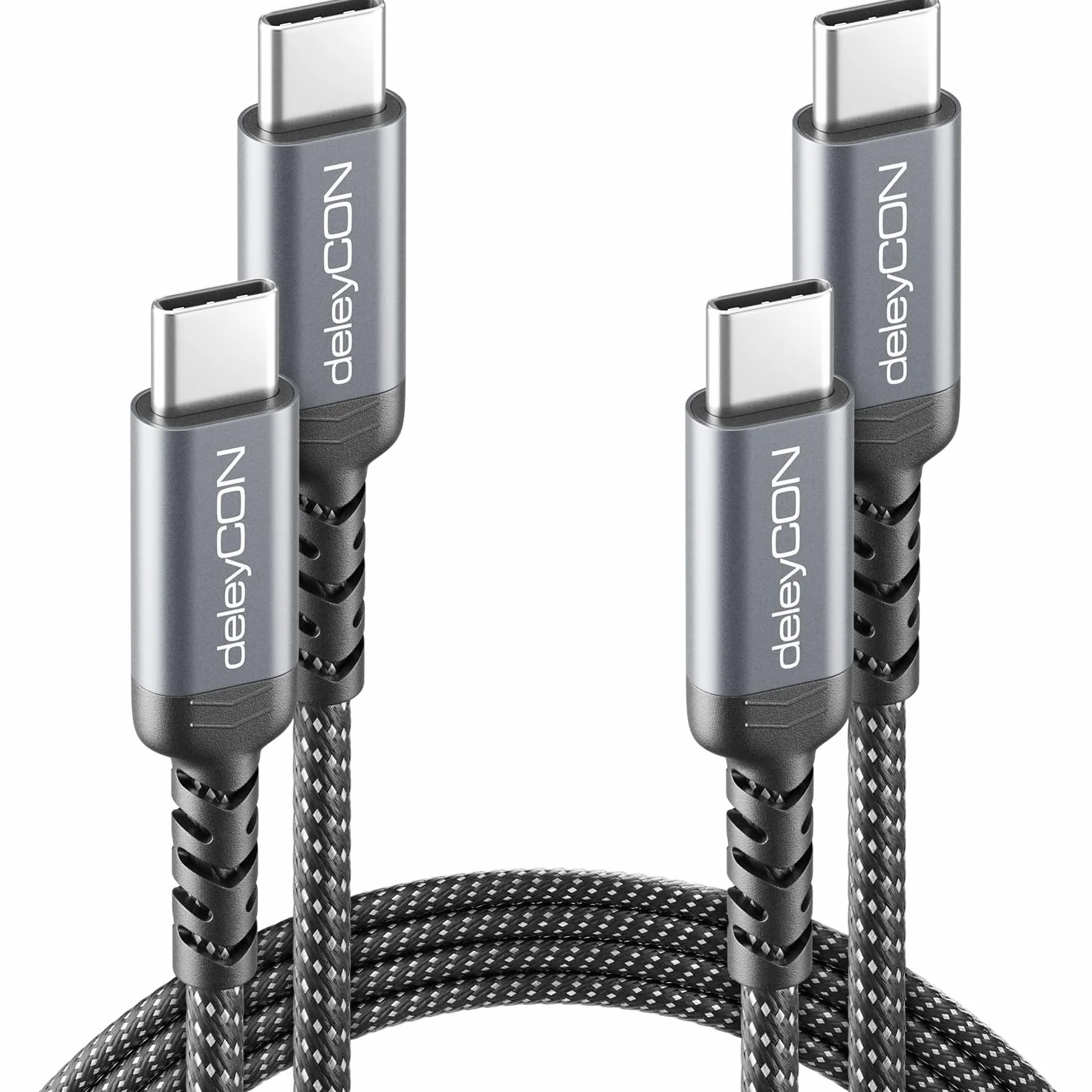 deleyCON 2x 0,30m Kabel USB-C 60W Szybkie ładowanie PD 3.0 PPS USB-C do USB-C do iPhone 16 15 Pro Max Air, Galaxy A16 A56 S25 S24 S23, Pixel, iPad Pro, MacBook