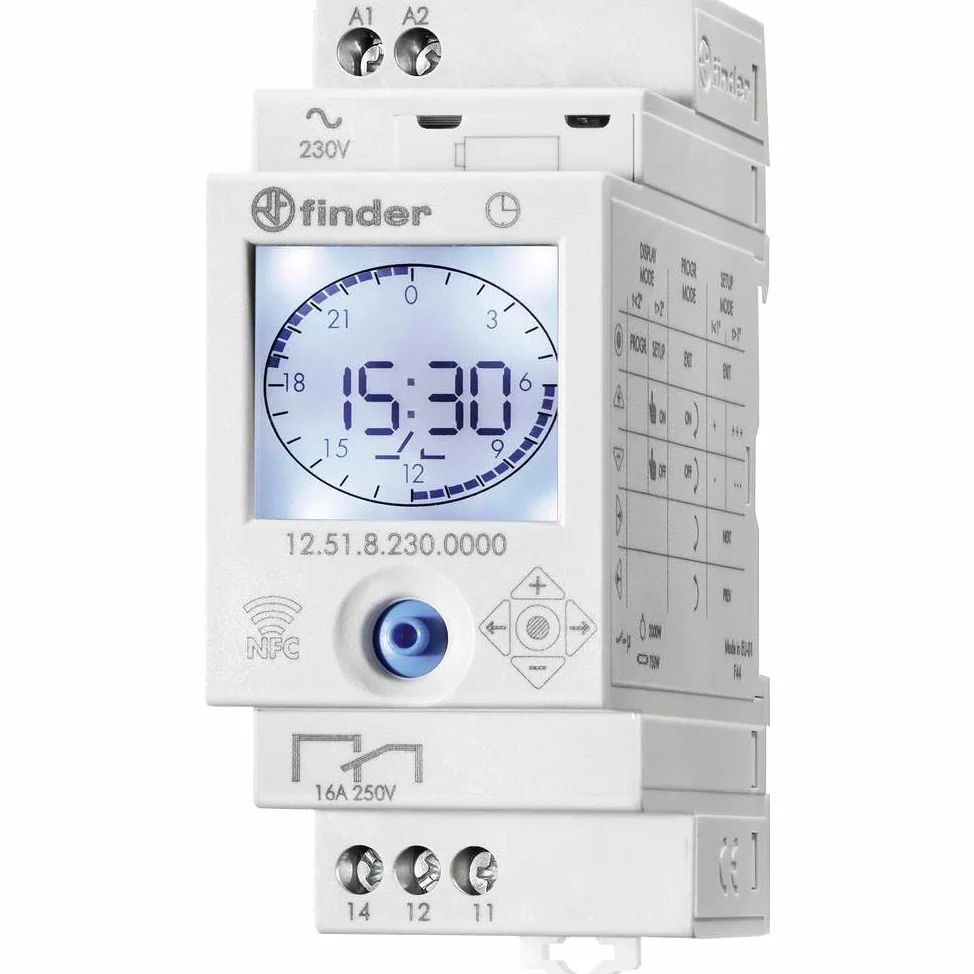 Finder seria 12 - Tygodniowy przełącznik czasu serii 12 1 kontakt 16a 230v