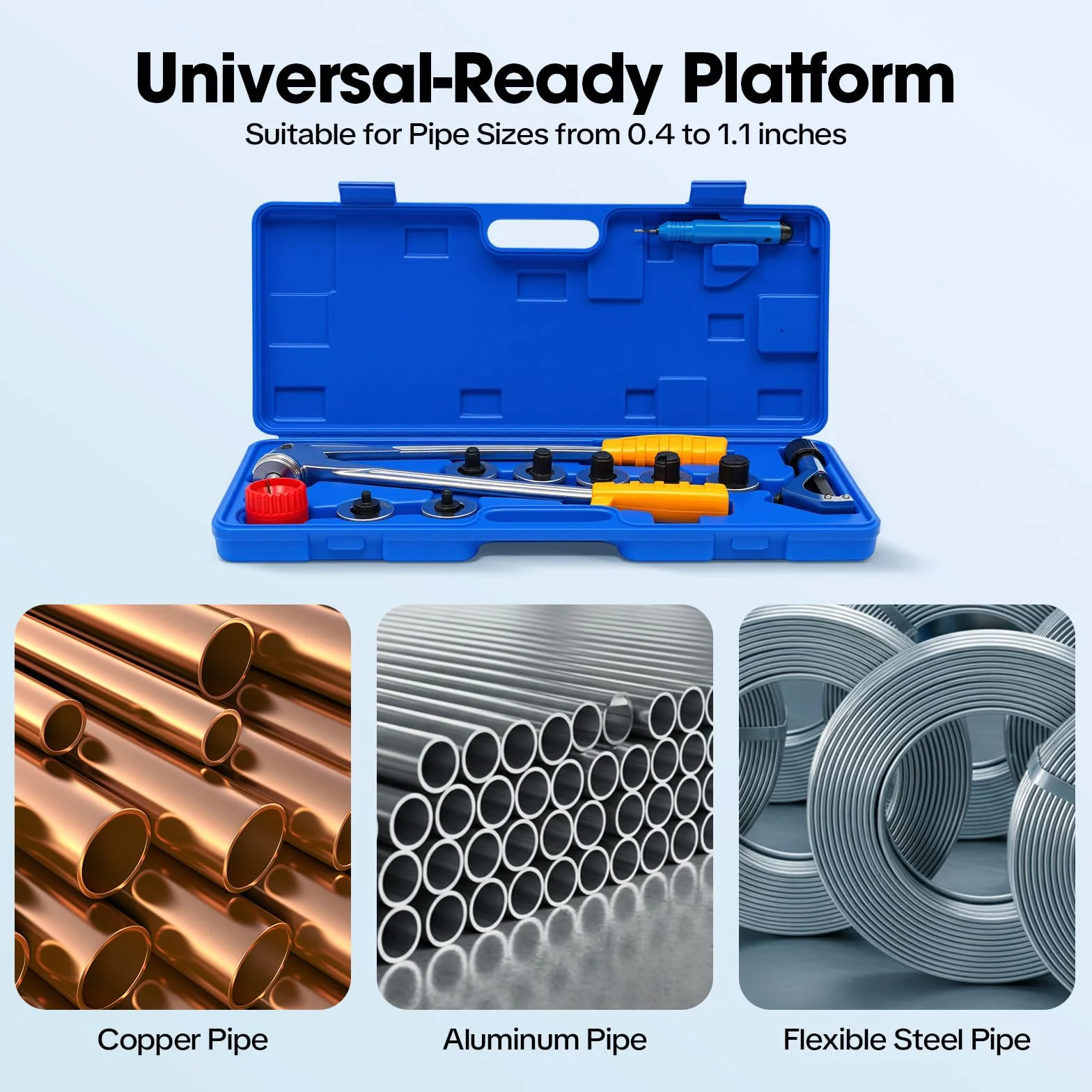 10-28 mm zestaw rozszerzaczy do rur, szczypce do poszerzania rur, narzędzie do rur miedzianych, mosiężnych i aluminiowych, z siedmioma głowicami rozszerzającymi od 10 do 28 mm