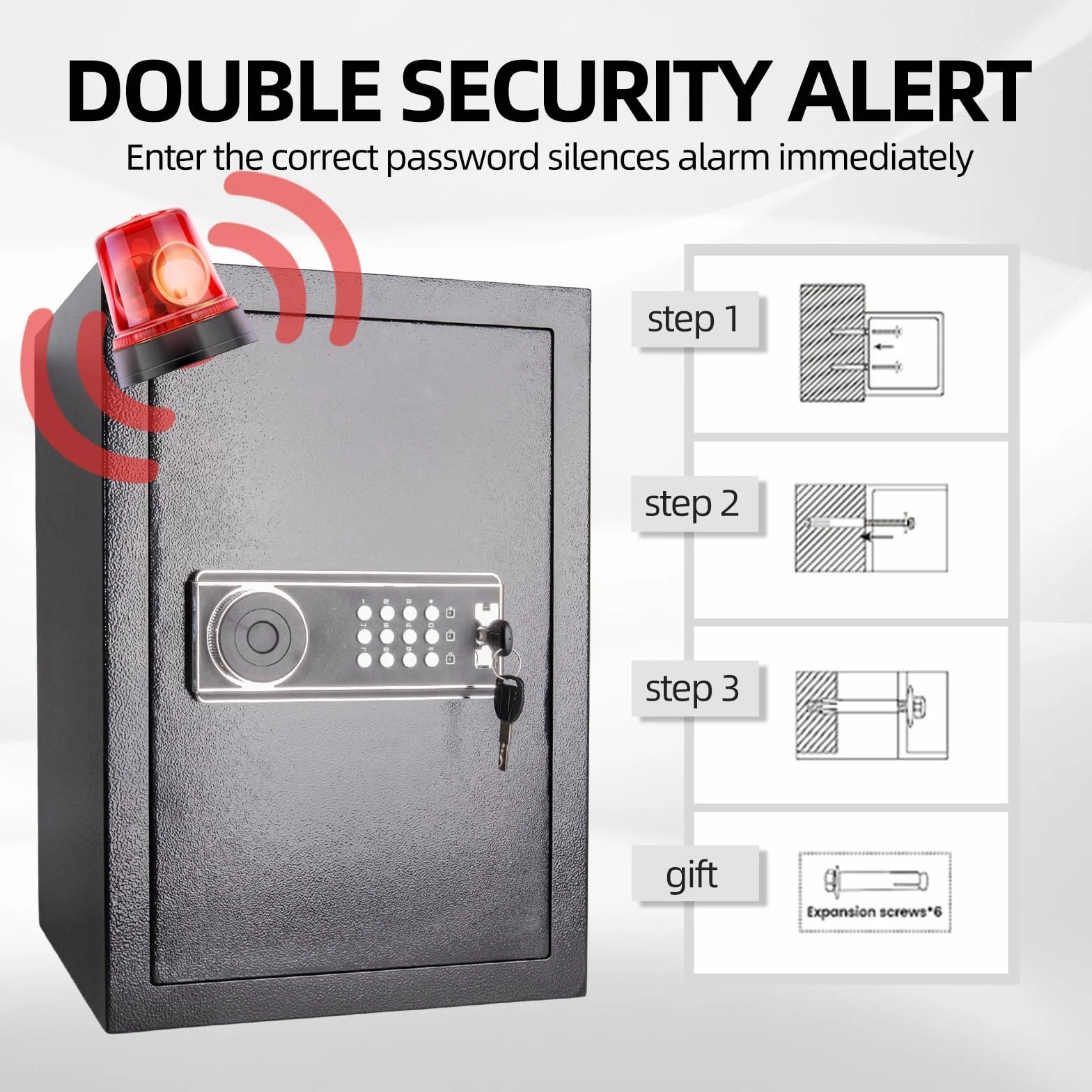 Domowy sejf 70 l, Fireproof Waterproof Security Safe with Digital Keypad and Built in Lock Box, Fireproof Bag with Lock, Fireproof Safe for Home Firearm Medicine Improtant Papers Valuables