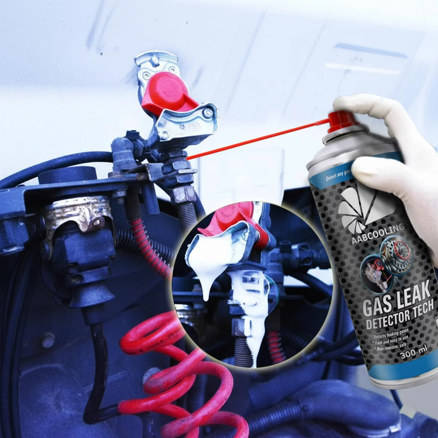 AABCOOLING Gas Leak Detector 12x 300ml Detektor Nieszczelności Gazu w Sprayu - Tester Szczelności, Wykrywanie Wycieków Gazu - Szybkie Sprawdzenie Szczelności Butli, Węży, Złącz i Reduktorów