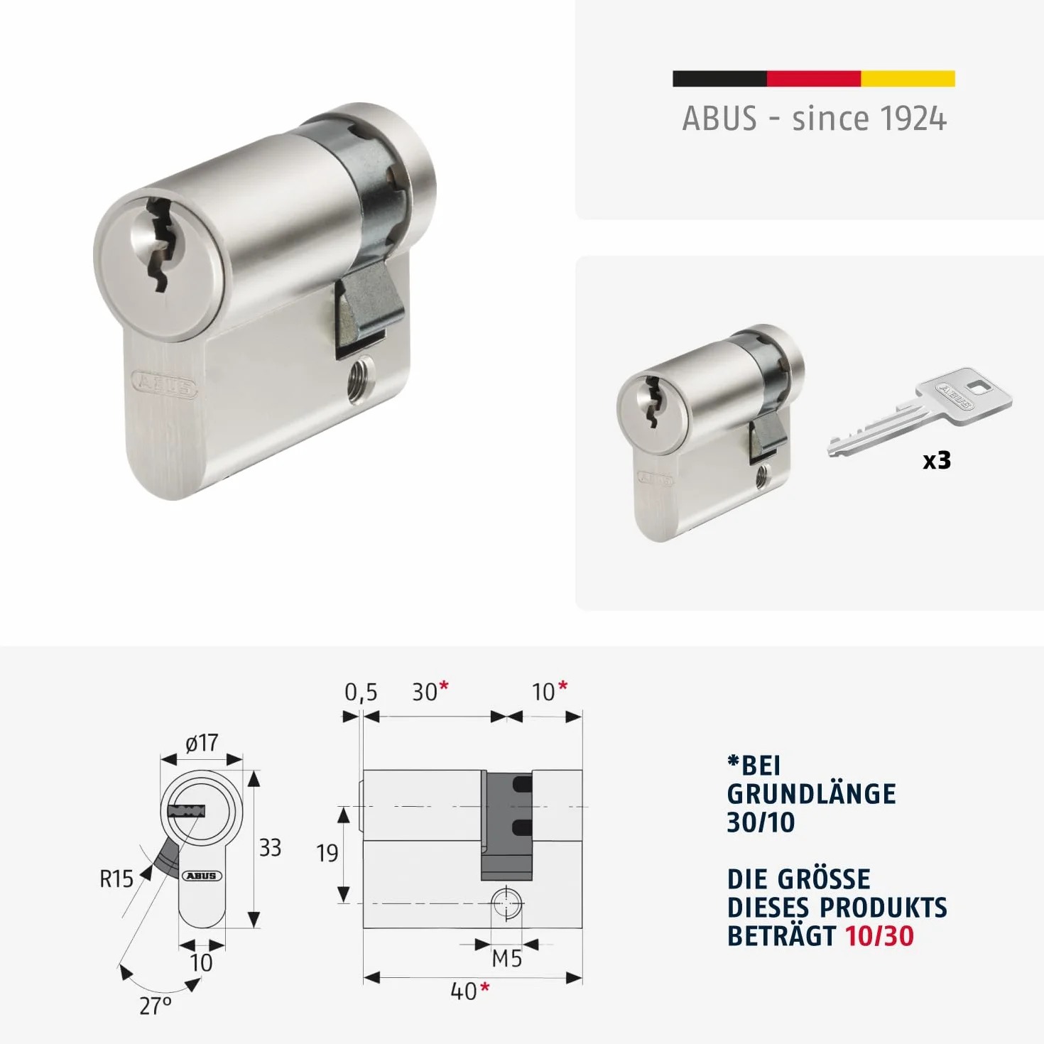 ABUS Cylinder profilowy E20NP 10/30, 59800