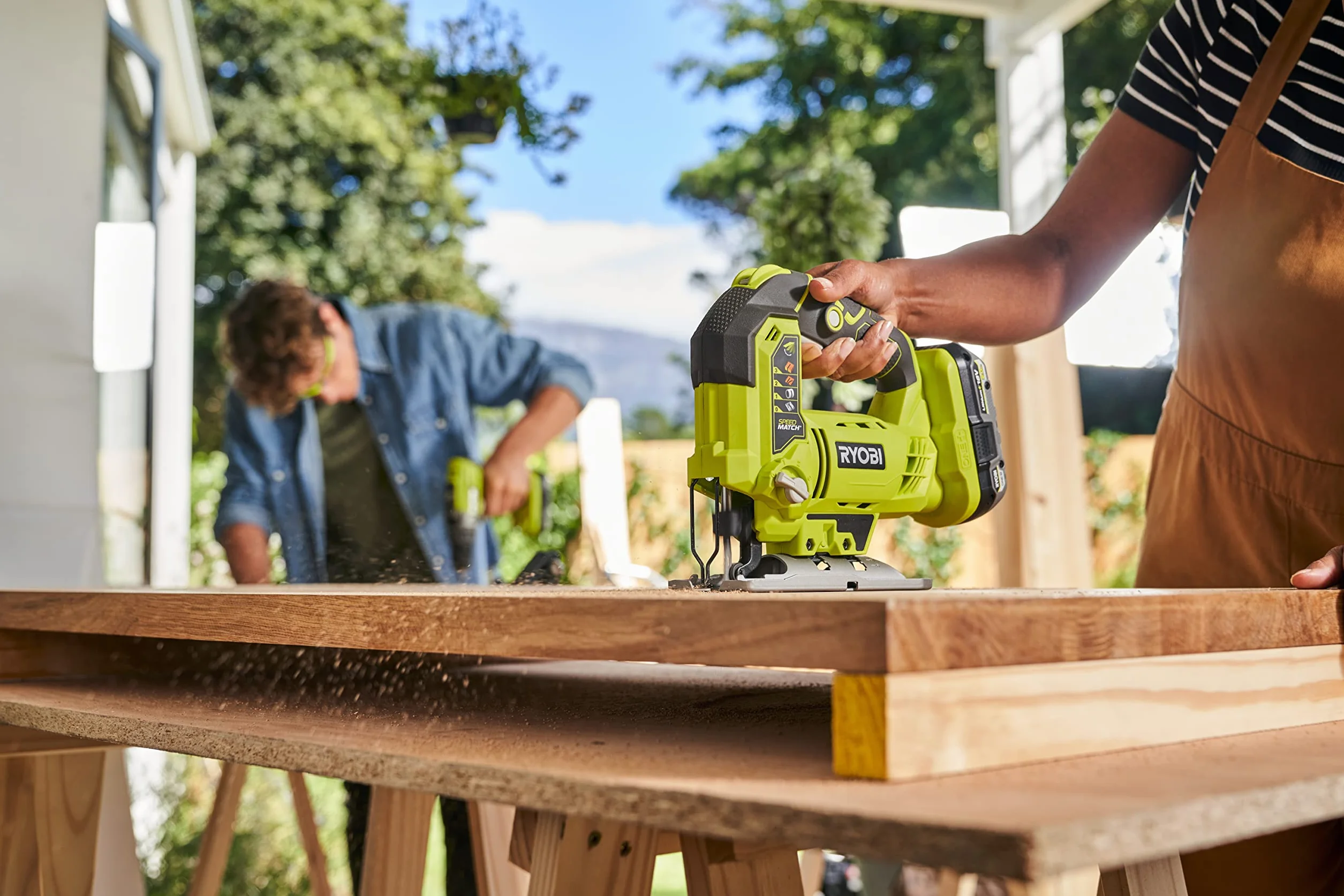 Ryobi Wyrzynarka akumulatorowa 18V, R18JS-0, cięcię pod kątem 0-45°, regulacja prędkości, maks. zdolność cięcia 101 mm w drewnie, 10 mm w aluminium, 6 mm w stali, uchwyt brzeszczotu typy T, dioda LED