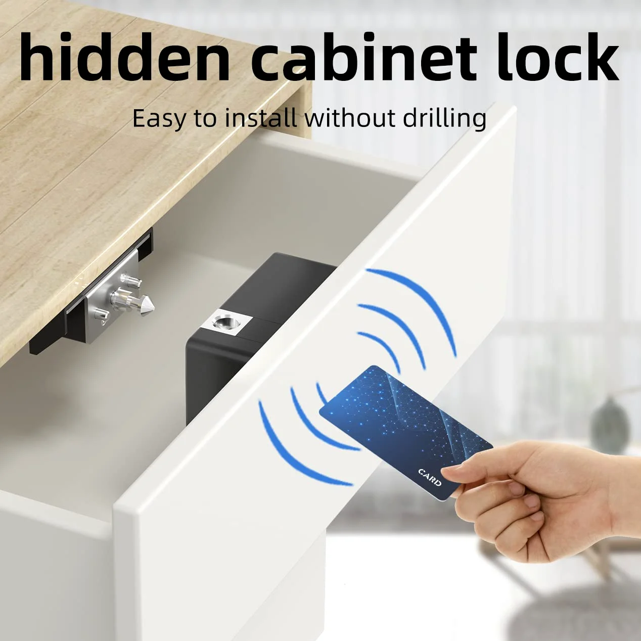 Zamek do szuflady Bluetooth, TTlock współpracuje z Google Home i Alexa, inteligentne zamki do szafek RFID, ukryta blokada magnetyczna, do tajnych mebli do przechowywania, drewniana szafa NFC