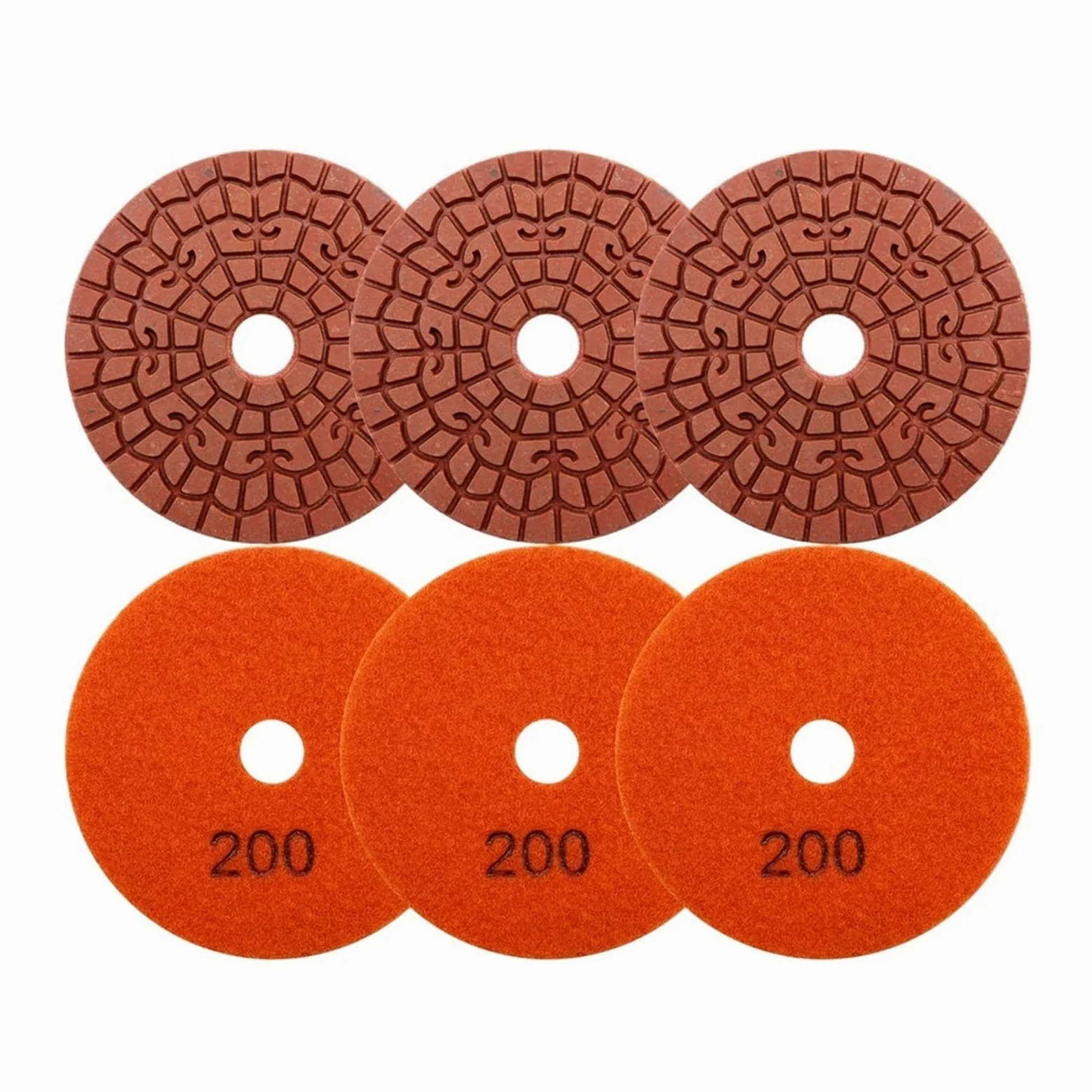 6szt Pad polerski #200 4"/100mm Pomyślny typ chmury Metalowa tarcza szlifierska na mokro Granit Marmur Kwarcowy kamień