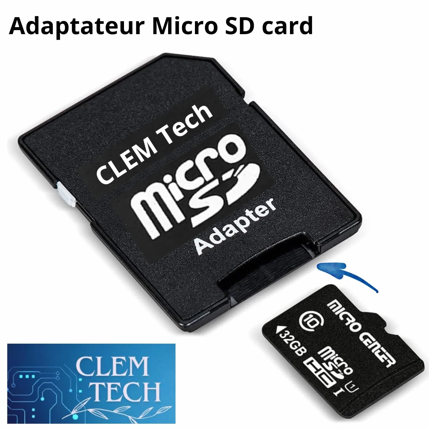 Clem Tech - Adapter do karty Micro SD, konwerter kart pamięci Micro SD lub TF. do przesyłania zdjęć z karty SD do komputera. (zestaw 1 sztuk)
