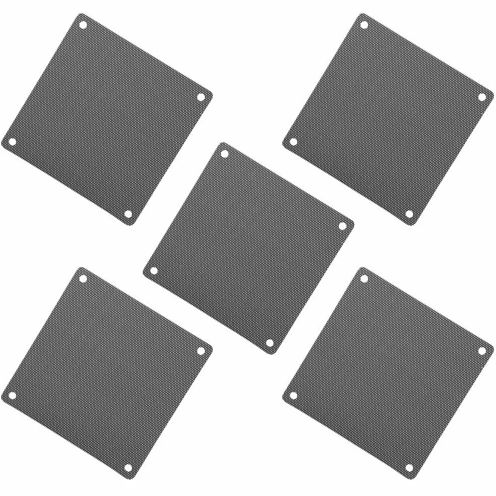 ASHATA Filtr przeciwpyłowy wentylatora PC 120mm 12x12 cm 5 szt. Czarny