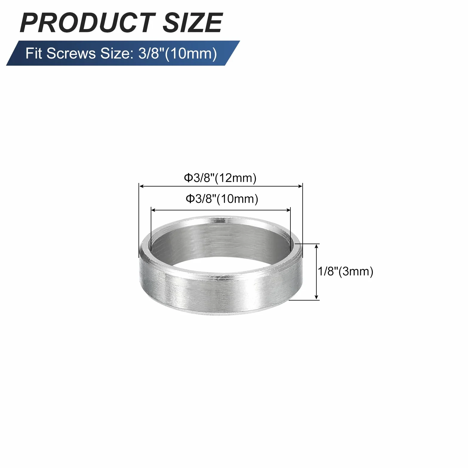 QUARKZMAN 5 sztuk podkładki dystansowe ze stali nierdzewnej, 10 mm ID x 12 mm OD x 3 mmL niegwintowany mosiężny separator śrubowy okrągły szczelina do śrub nakrętek 3/8" lub M10