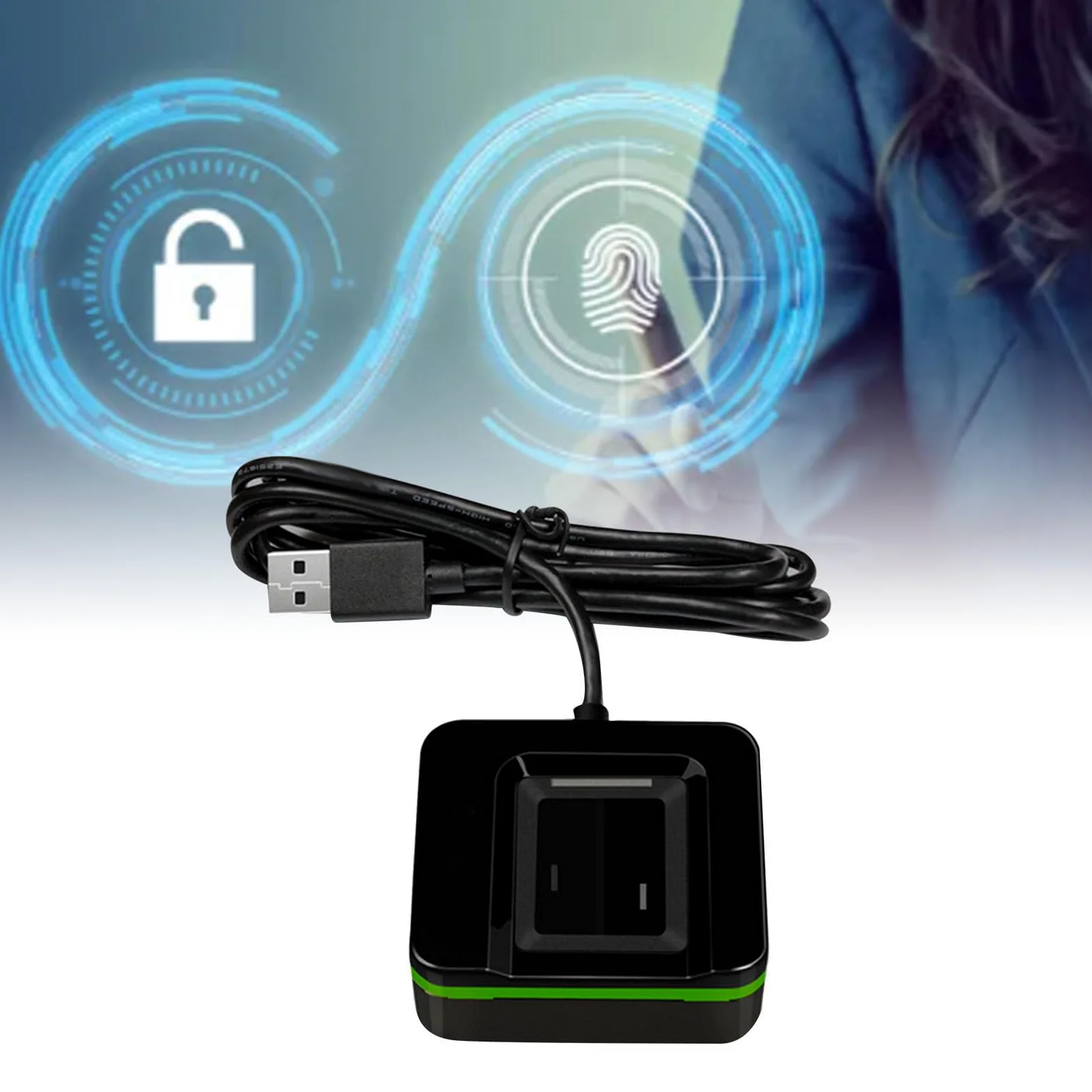 Tnfeeon Czytnik Linii Papilarnych USB, Biometryczny Skaner Linii Papilarnych z Kablem o Długości 5,9 Stopy do Komputera PC, moduł Zbierający USB Typu Plug and Play (ZKLIVE20R)