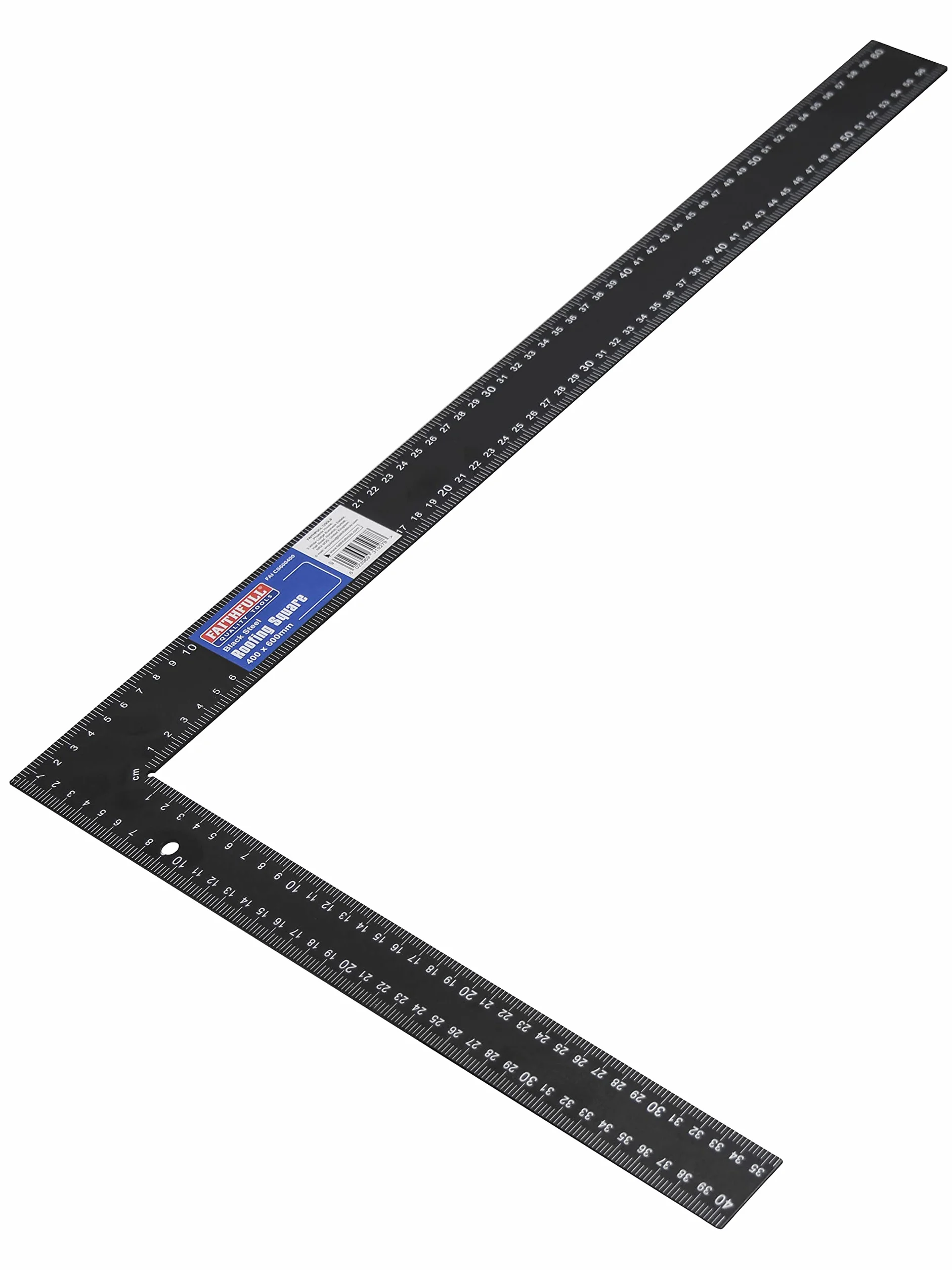 Faithfull Dakspanten Winkelhaak – Robuuste stalen timmermanswinkelhaak met metrische en imperiale markeringen, omrekentabel en ophanggat - 600 x 400 mm (24 x 16 inch)