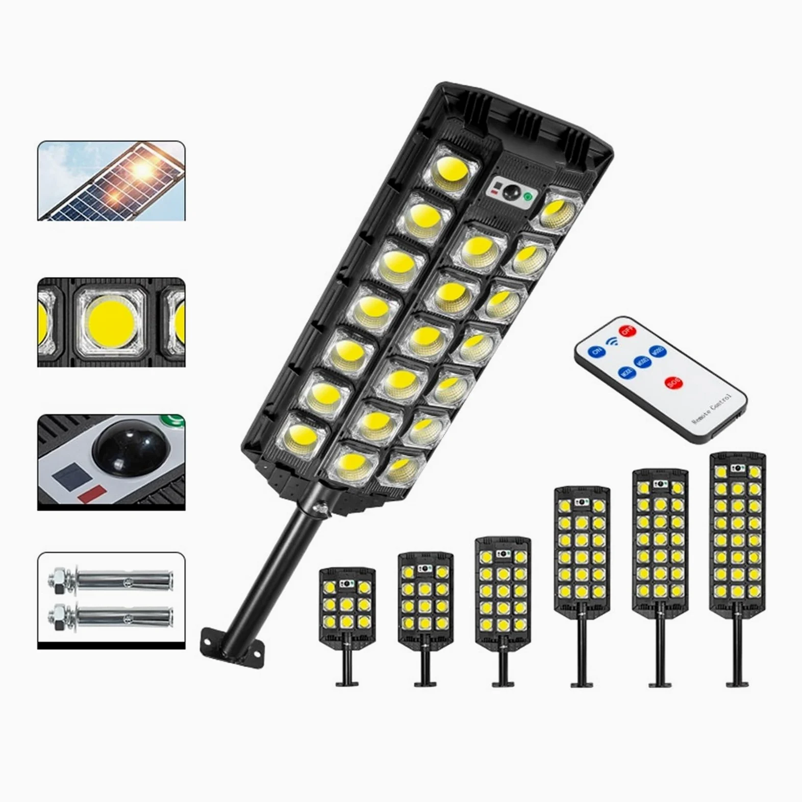 Lampy Solarne ZewnęTrzne, Lampa uliczna LED Silne światło Trzy rzędy lamp ulicznych Solar Garden Light Indukcyjna lampa uliczna Oświetlenie zewnętrzne Bardzo Szeroki KąT śWiecenia(W7101B-4)