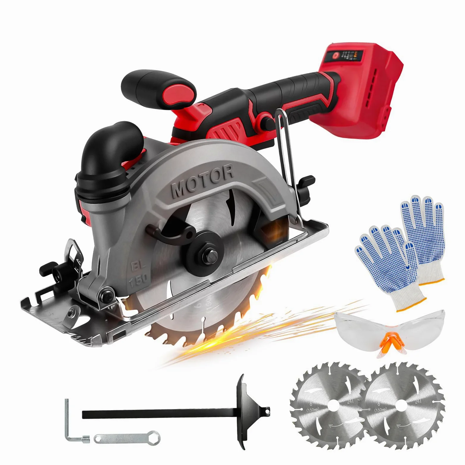 Bezprzewodowa piła tarczowa 15 cm kompatybilna z akumulatorem Milwaukee 18 V (bez baterii), bezszczotkowa piła tarczowa 6200 obr./min z 2 ostrzami 24 zębami, maksymalna głębokość cięcia 3,3 cm (45°