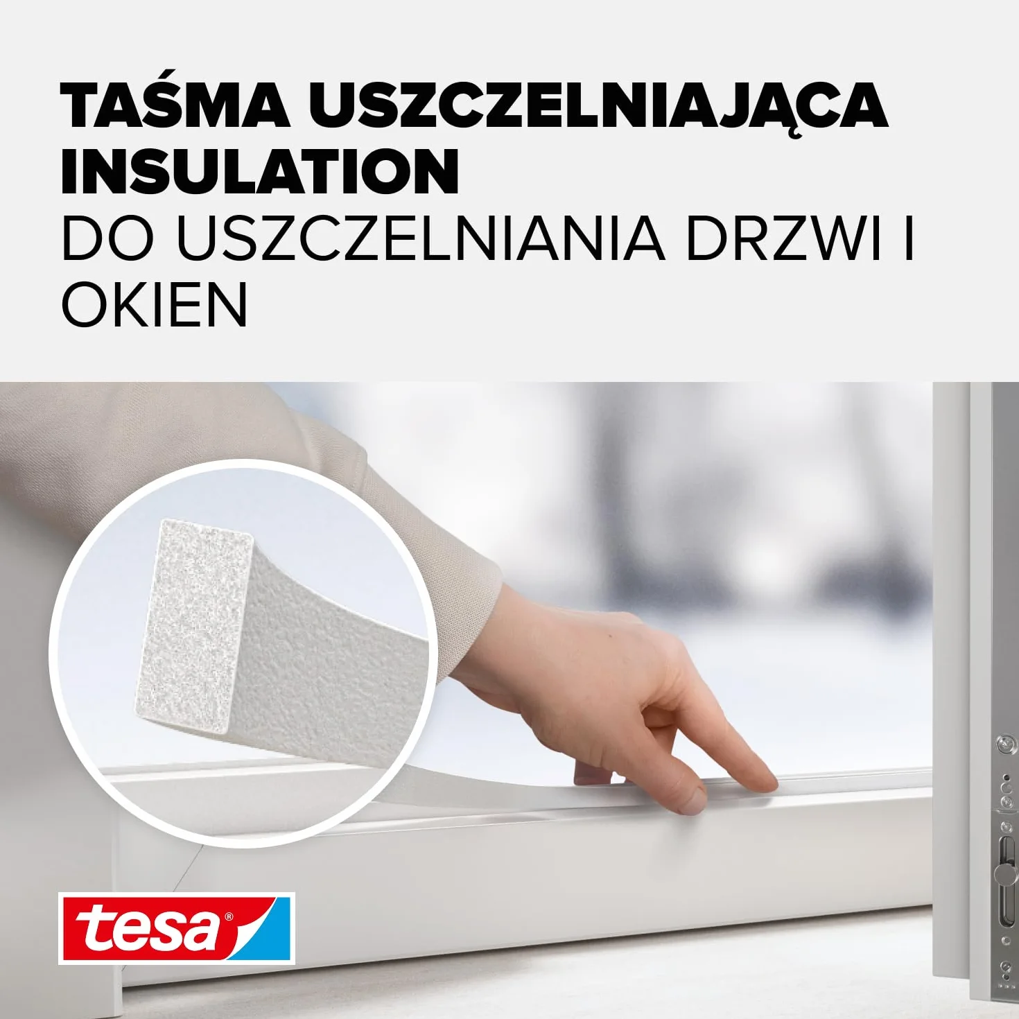 tesa INSULATION M taśma uszczelniająca - pianka uszczelniająca do izolacji szczelin w domu, samoprzylepna - biała - 6 m x 9 mm x 5,5 mm