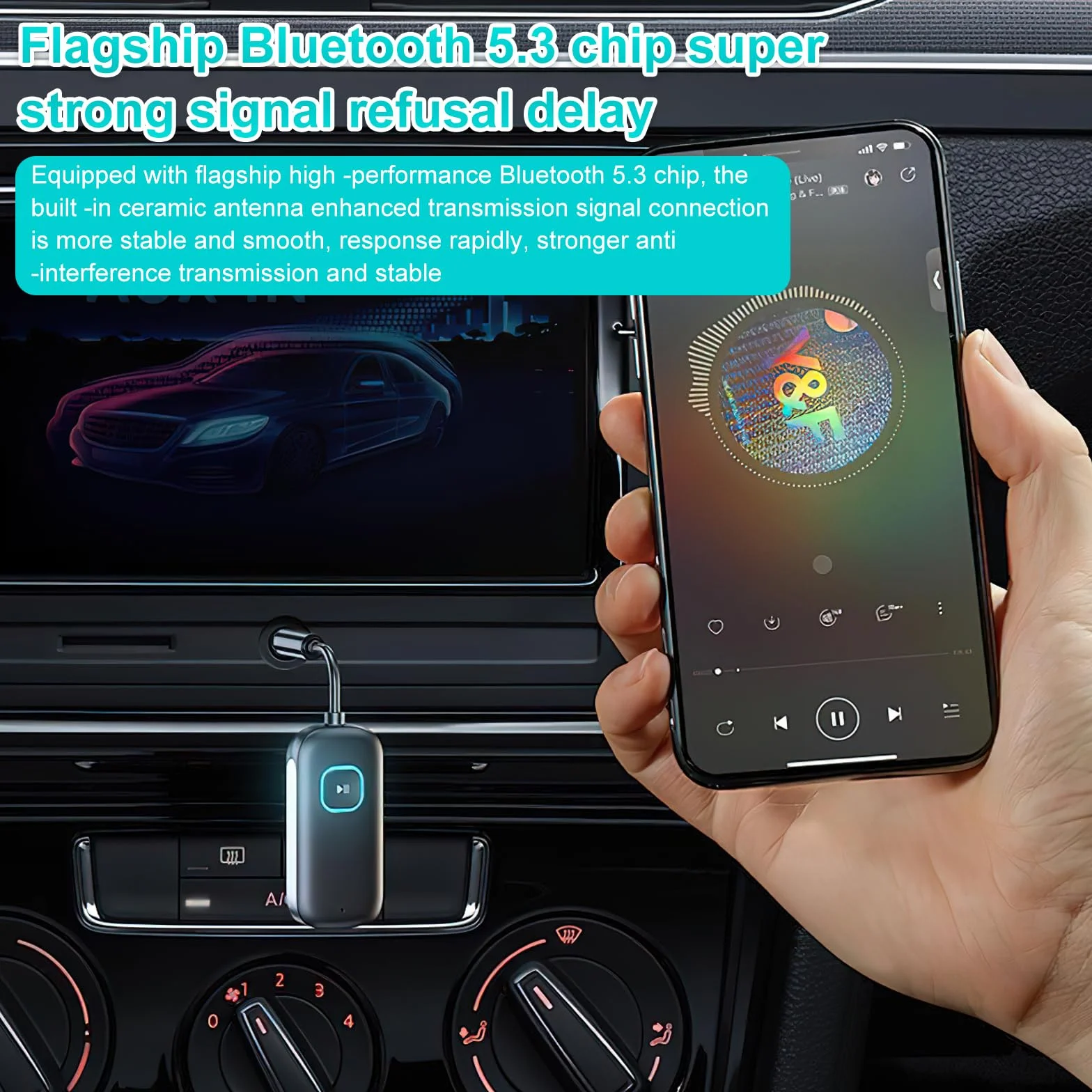 HENGBIRD Nadajnik Bluetooth 5.0, Adapter Odbiornika Bezprzewodowego 2 W 1, Jack 3,5 mm, Kompatybilny Z TV/PC/Stereo/Maiso