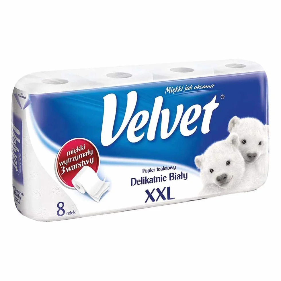 Velvet VELVET-PAPXXL_W Papier Toaletowy, Biały, 8 rolek