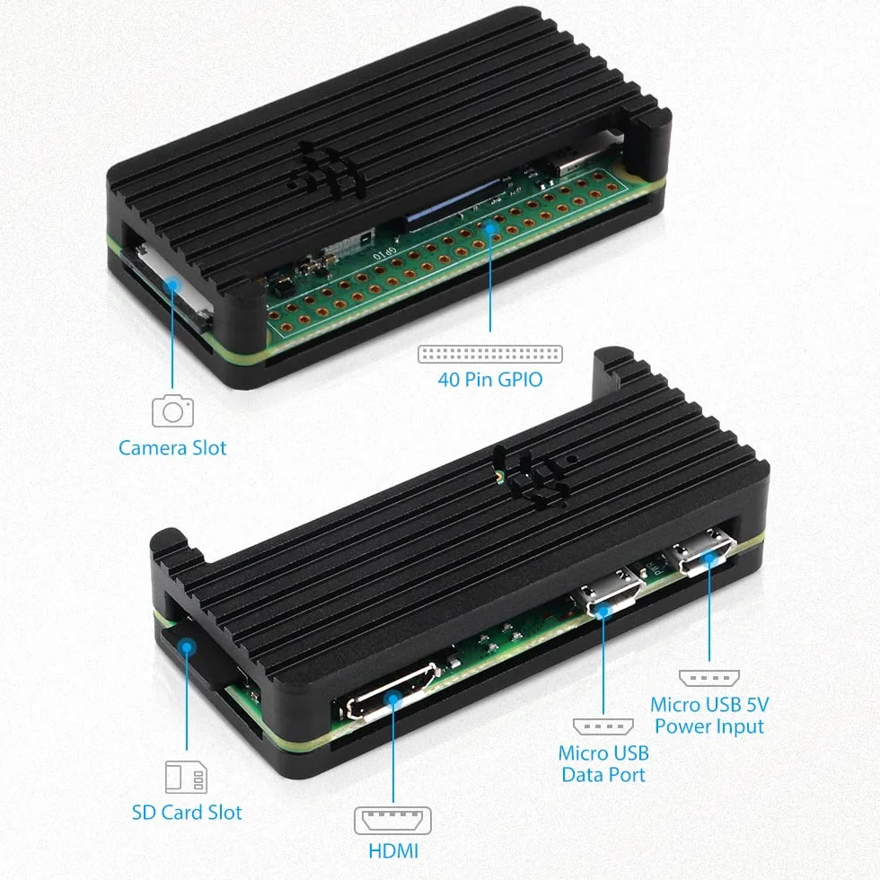 GeeekPi Zestaw obudowy dla Raspberry Pi Zero 2 W, z obudową Pi Zero,Część sieciowa, korpus chłodniczy,HUB USB,Nagłówek GPIO,Kabel OTG, Kabel do ON/Off przełącznika dla Pi Zero 2 W/Pi Zero W/Pi Zero