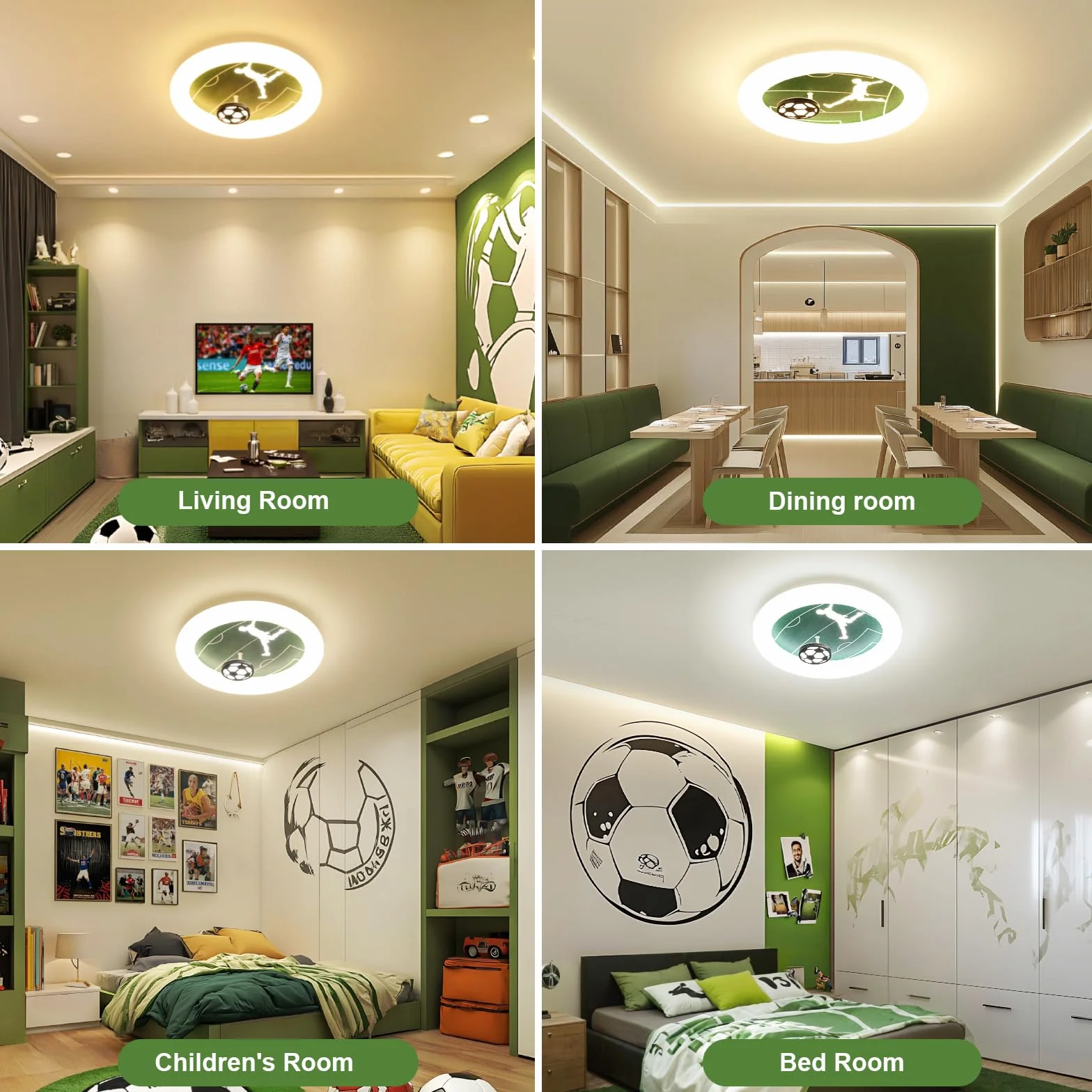Lampa sufitowa LED do salonu ściemnialna 3000K-6000K Lampa sufitowa do sypialni z pilotem, piłka nożna lampa sufitowa z funkcją timera i lampki nocnej do pokoju dziecięcego, kuchni, salonu,