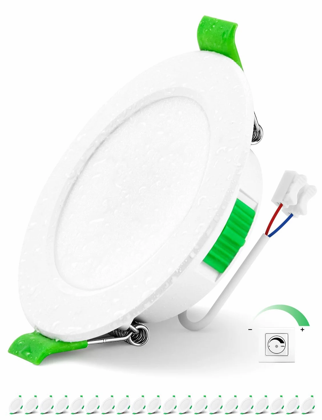 Bojim Możliwość ściemniania wpuszczana lampa punktowa LED, wodoodporna IP44 do łazienki, otwór 68 mm-78 mm, 5 W bardzo płaskie, ciepła biel/neutralna/zimna, zestaw 20 szt